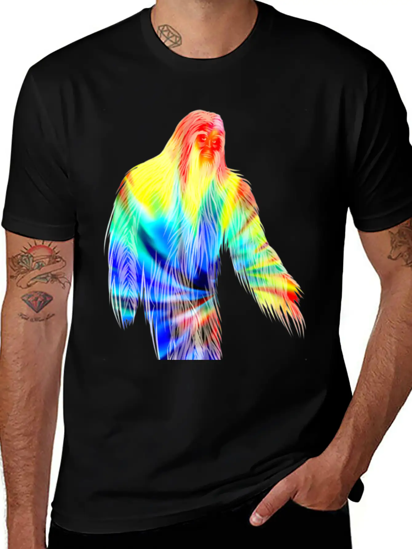Tie Dye Bigfoot Shirt Cute Retro Hiding Champion Breathable Soft Cotton T-Shirt – Timeless Casual Look