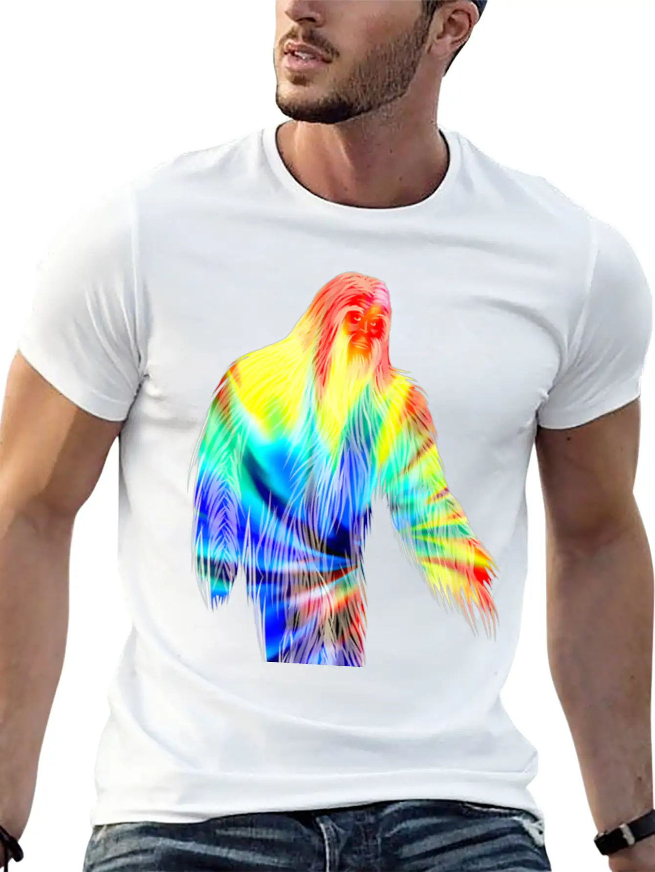 Tie Dye Bigfoot Shirt Cute Retro Hiding Champion Breathable Soft Cotton T-Shirt – Timeless Casual Look