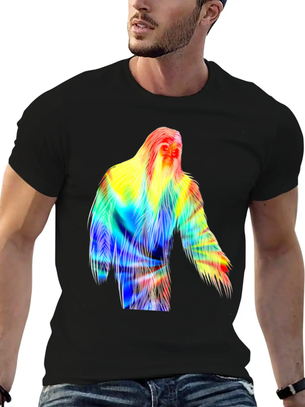 Tie Dye Bigfoot Shirt Cute Retro Hiding Champion Breathable Soft Cotton T-Shirt – Timeless Casual Look