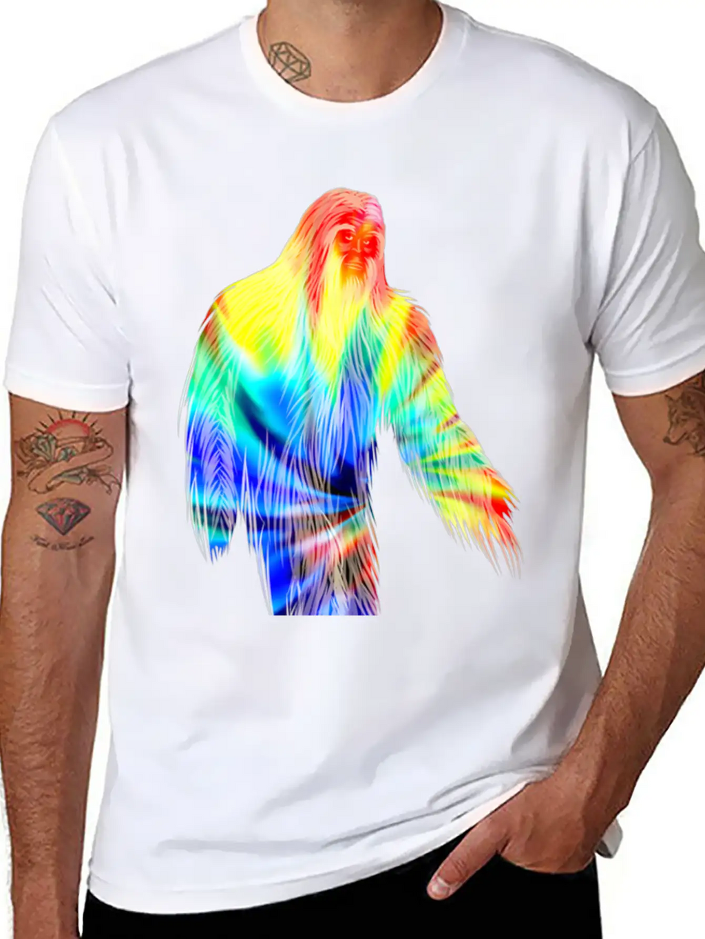 Tie Dye Bigfoot Shirt Cute Retro Hiding Champion Breathable Soft Cotton T-Shirt – Timeless Casual Look