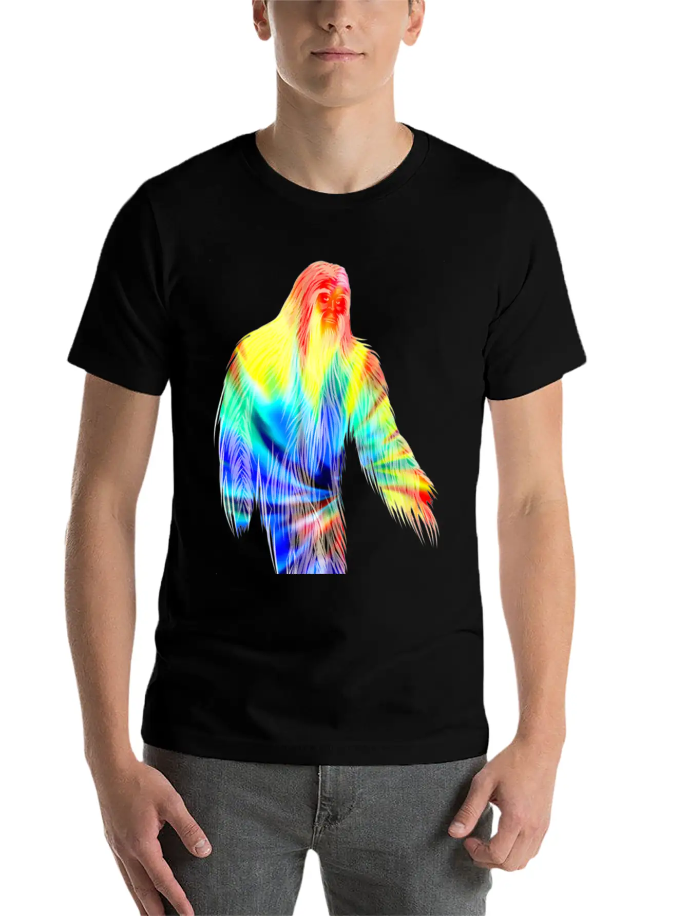 Tie Dye Bigfoot Shirt Cute Retro Hiding Champion Breathable Soft Cotton T-Shirt – Timeless Casual Look