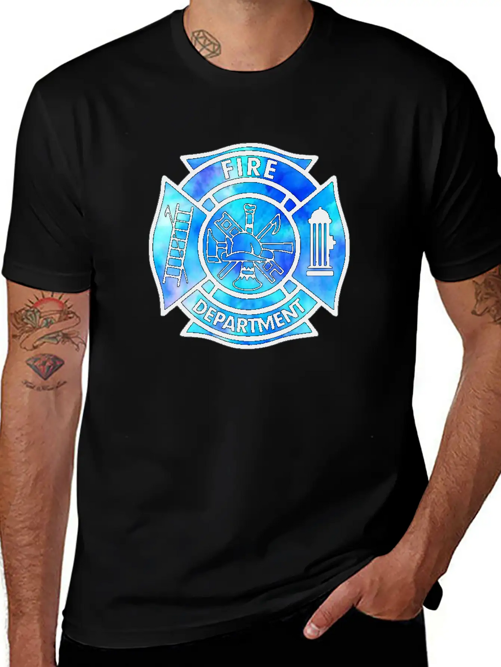 Tie Dye Fire Department Fist Responder Stylish Everyday T-Shirt – Unisex Basic Cotton Tee