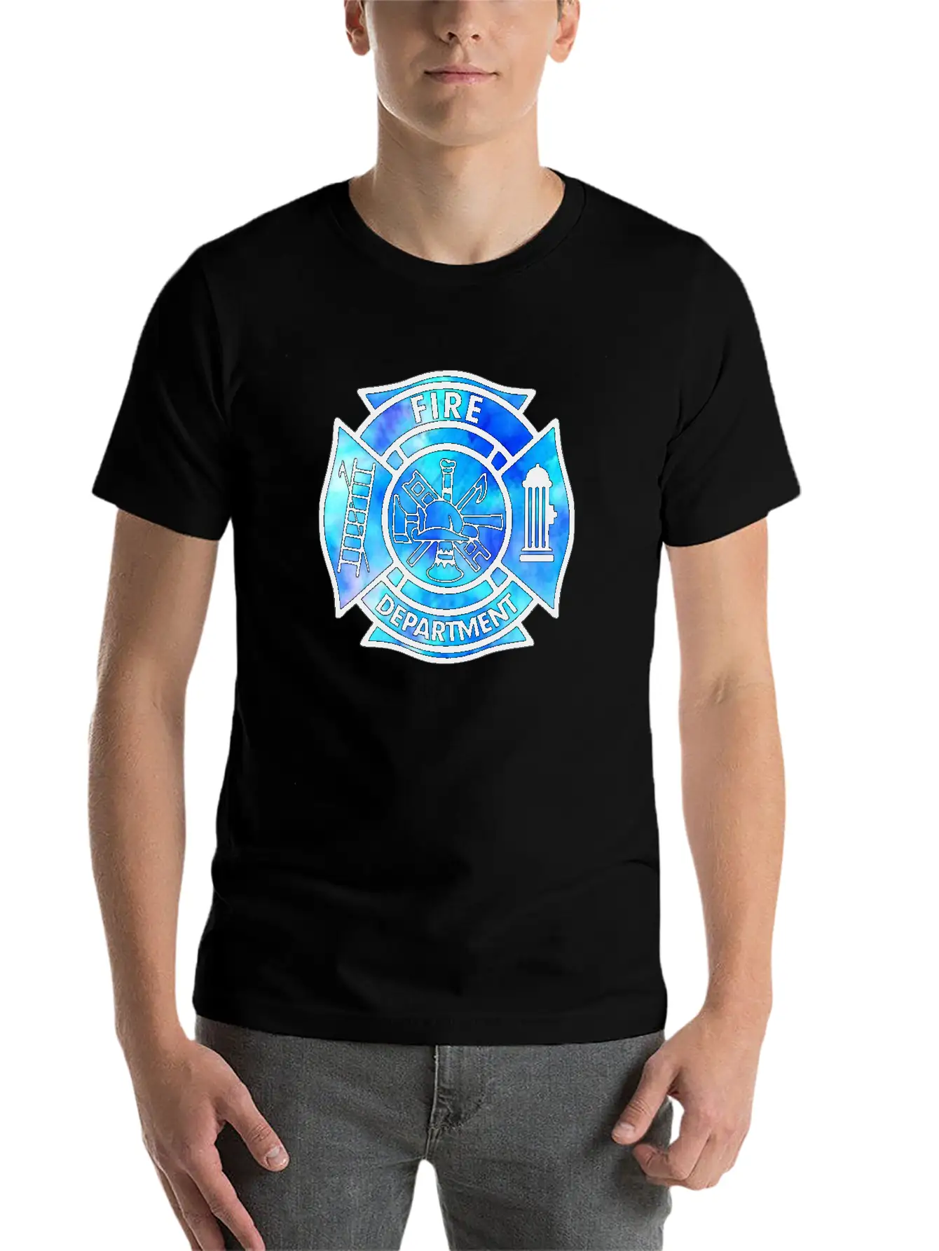 Tie Dye Fire Department Fist Responder Stylish Everyday T-Shirt – Unisex Basic Cotton Tee