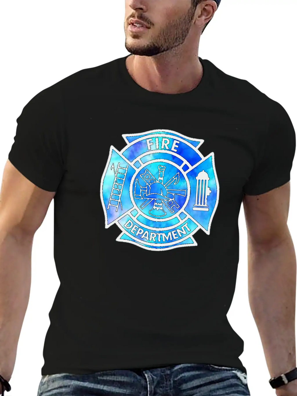 Tie Dye Fire Department Fist Responder Stylish Everyday T-Shirt – Unisex Basic Cotton Tee