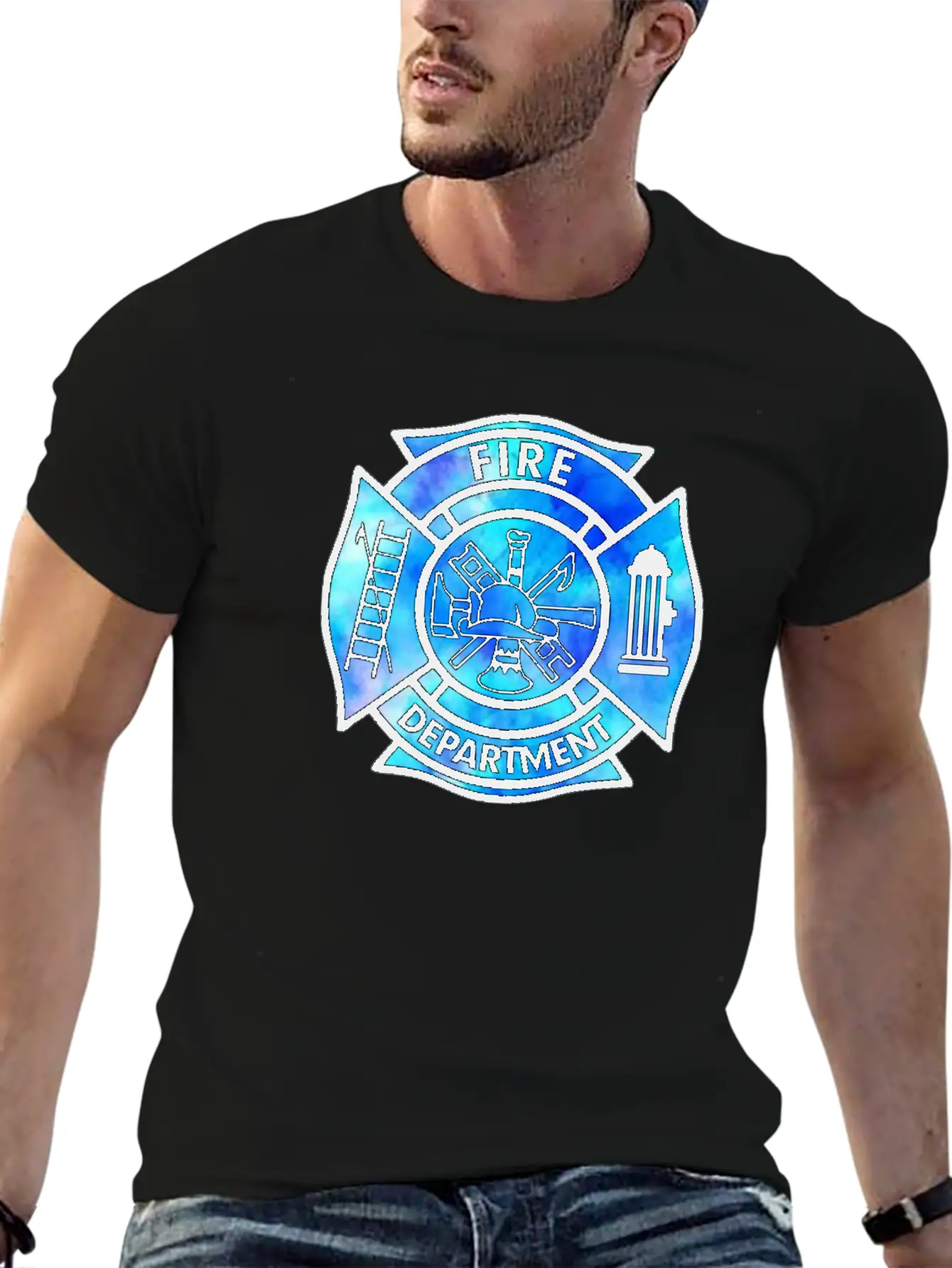 Tie Dye Fire Department Fist Responder Stylish Everyday T-Shirt – Unisex Basic Cotton Tee