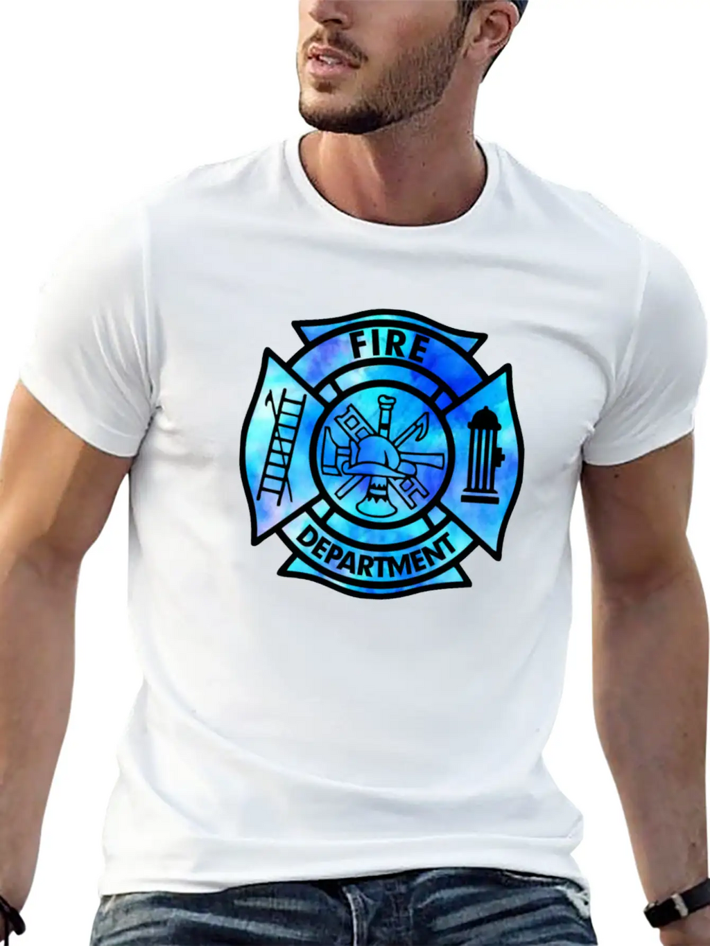 Tie Dye Fire Department Fist Responder Stylish Everyday T-Shirt – Unisex Basic Cotton Tee