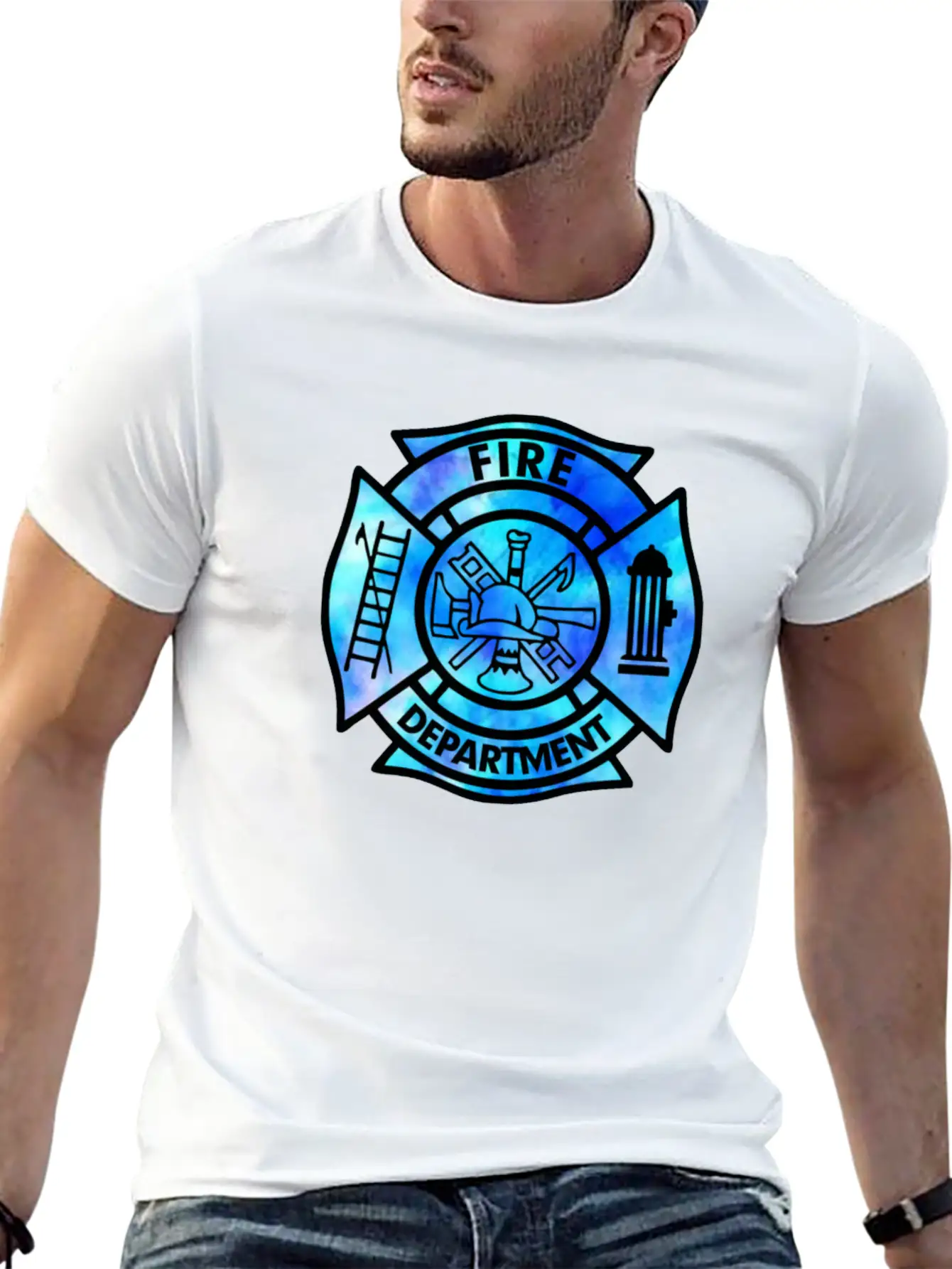 Tie Dye Fire Department Fist Responder Stylish Everyday T-Shirt – Unisex Basic Cotton Tee