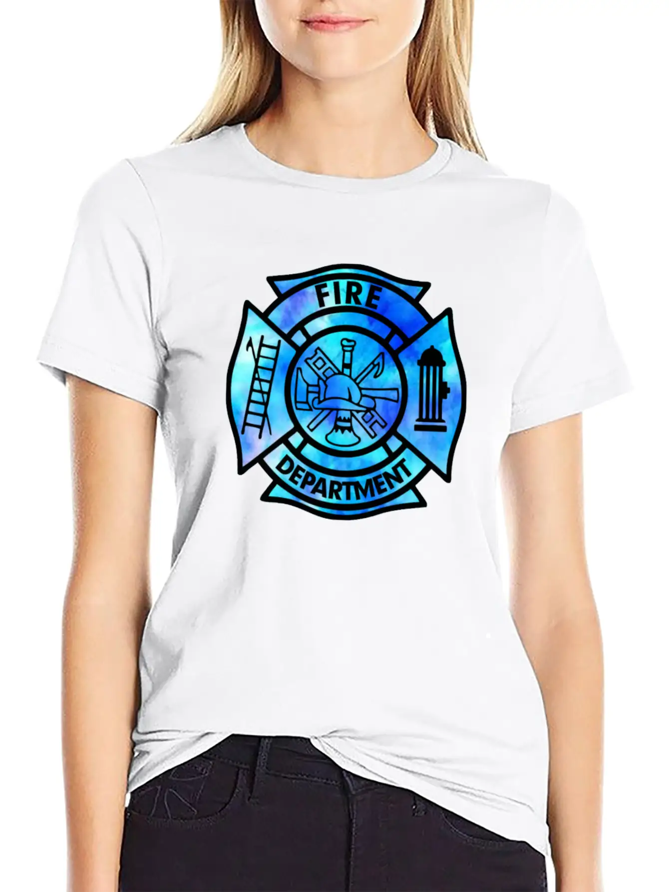 Tie Dye Fire Department Fist Responder Stylish Everyday T-Shirt – Unisex Basic Cotton Tee
