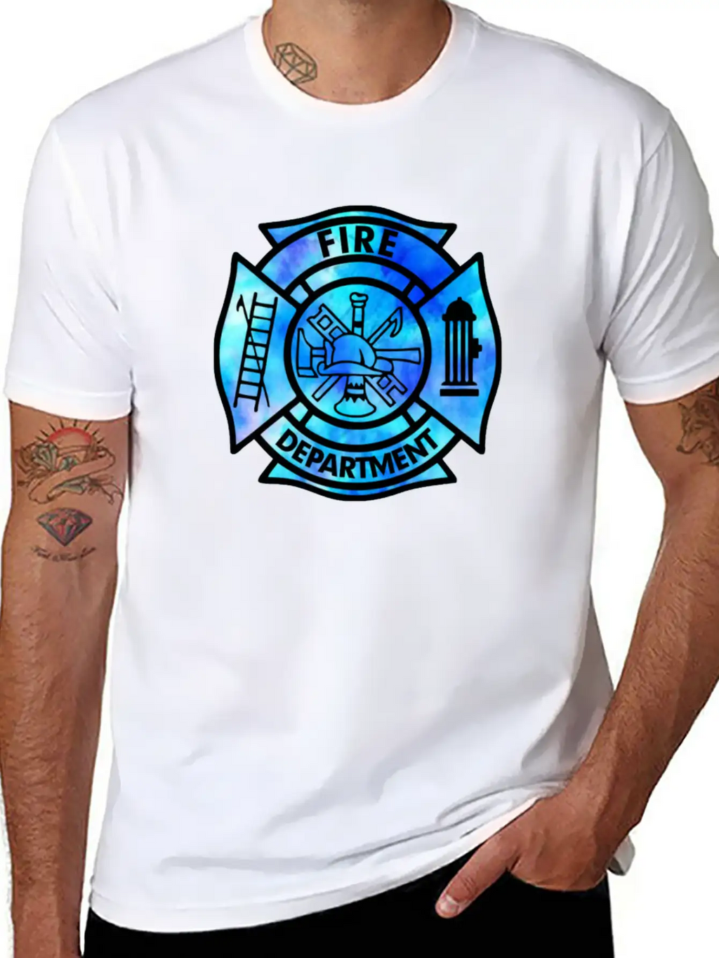 Tie Dye Fire Department Fist Responder Stylish Everyday T-Shirt – Unisex Basic Cotton Tee