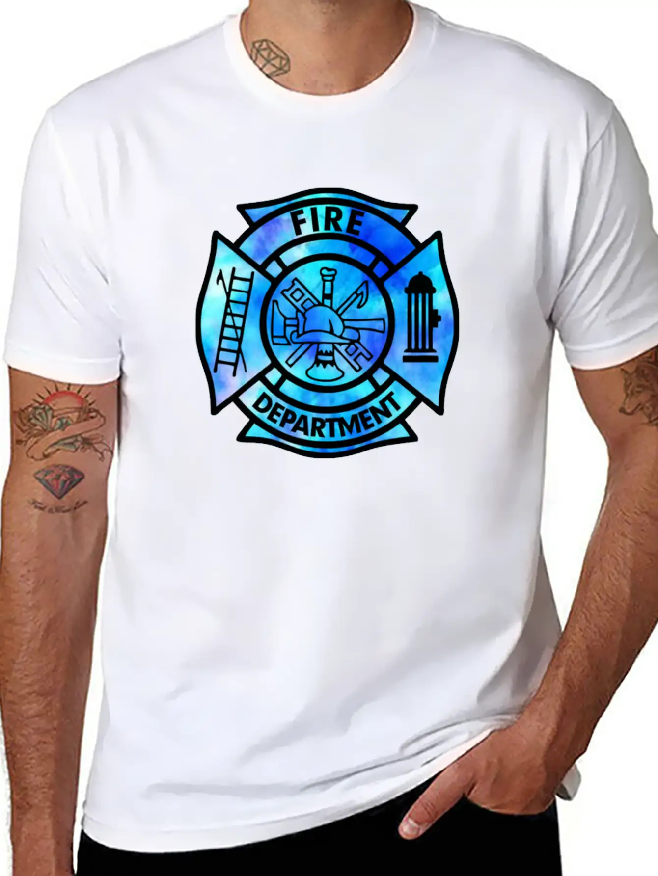 Tie Dye Fire Department Fist Responder Stylish Everyday T-Shirt – Unisex Basic Cotton Tee