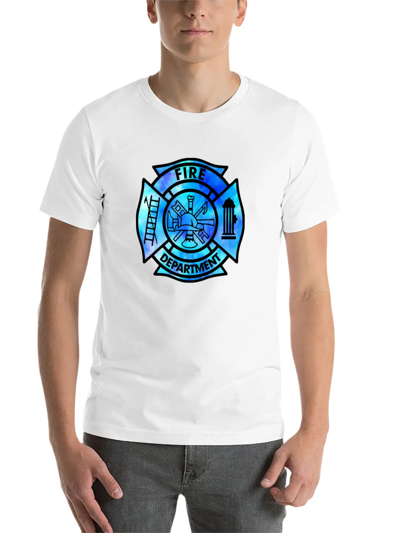 Tie Dye Fire Department Fist Responder Stylish Everyday T-Shirt – Unisex Basic Cotton Tee