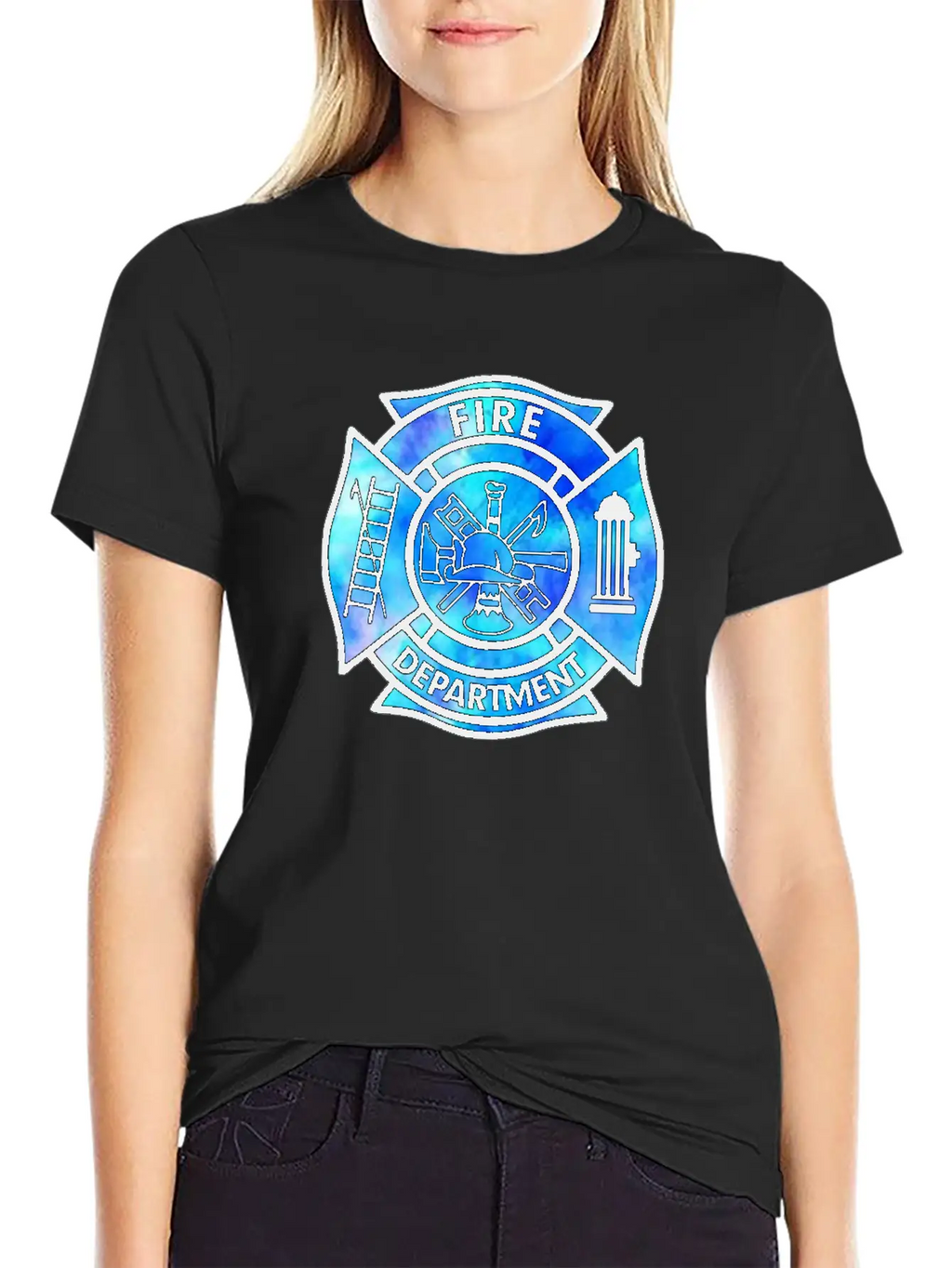 Tie Dye Fire Department Fist Responder Stylish Everyday T-Shirt – Unisex Basic Cotton Tee