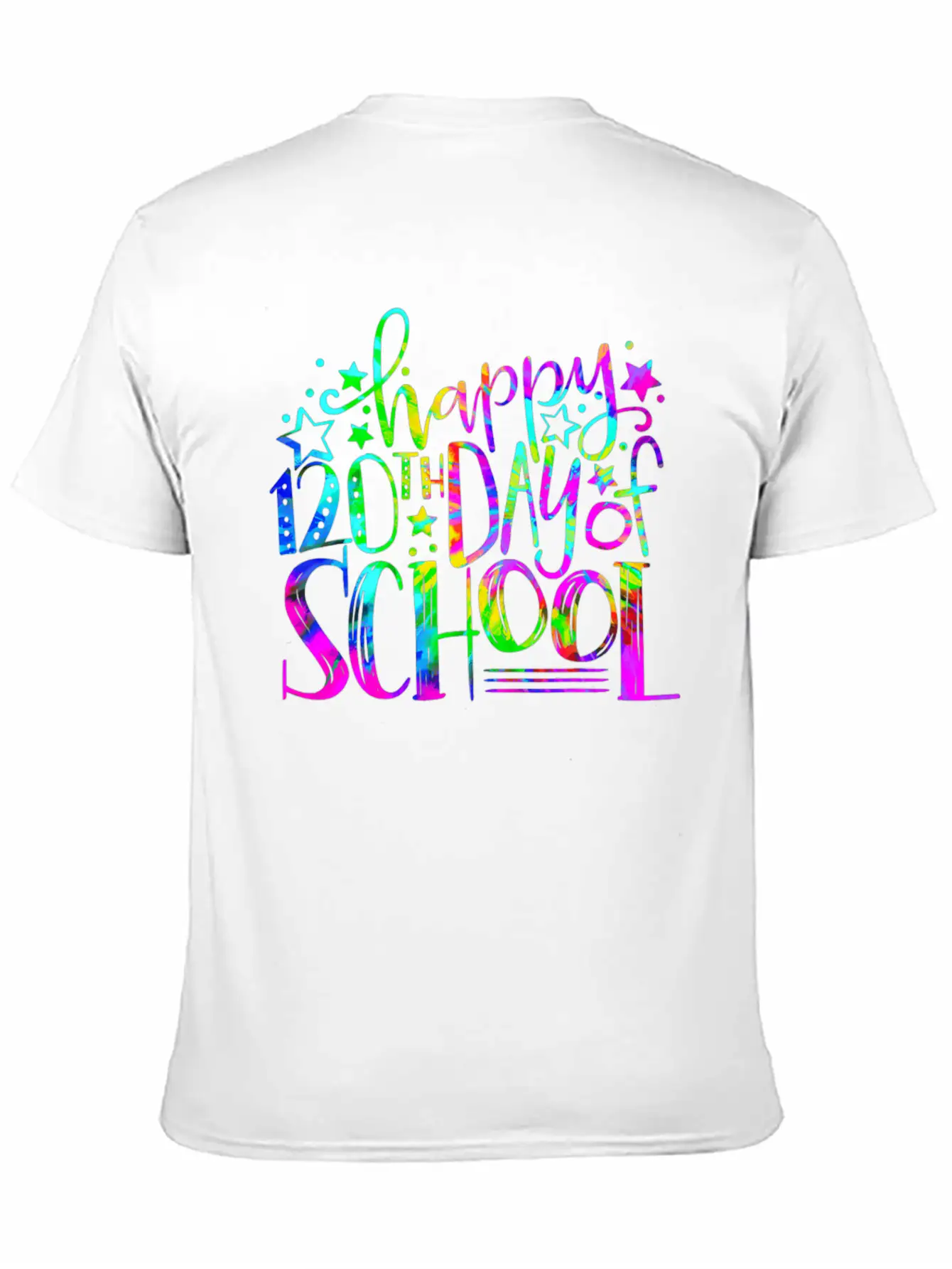 Tie Dye Happy 120th Day Of School Teacher Student Timeless Short Sleeve Tee – Comfy And Minimalist Design