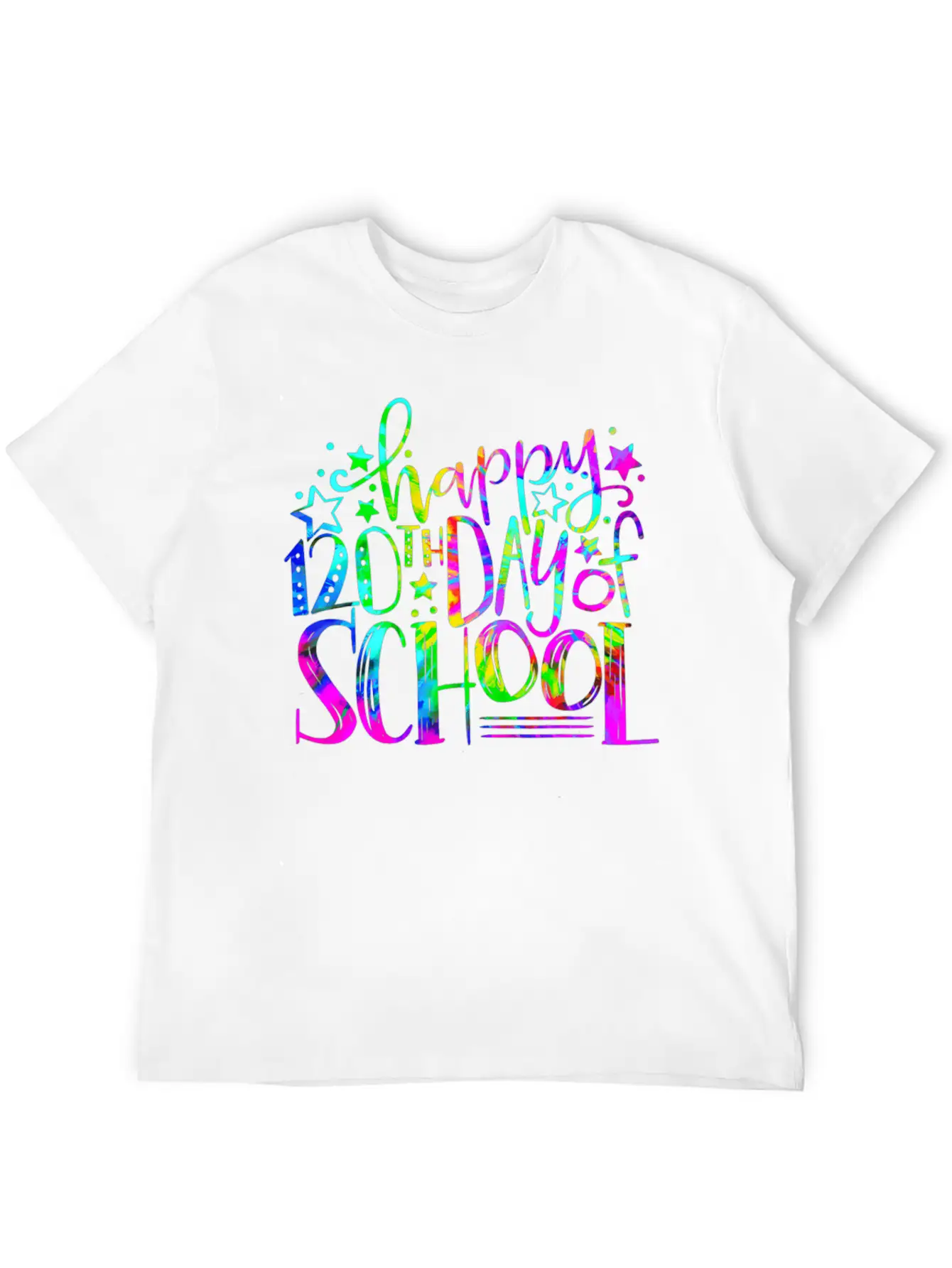 Tie Dye Happy 120th Day Of School Teacher Student Timeless Short Sleeve Tee – Comfy And Minimalist Design