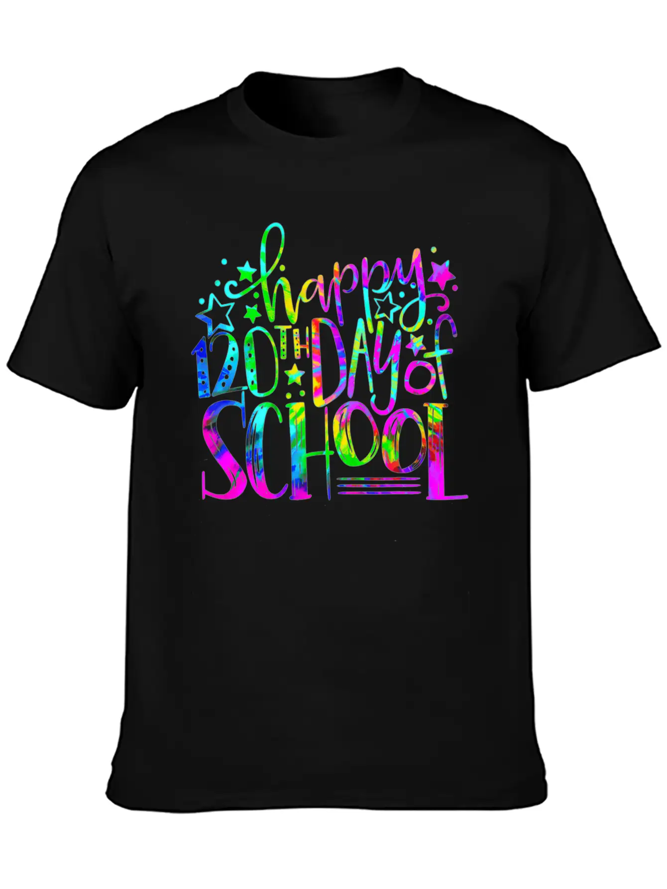 Tie Dye Happy 120th Day Of School Teacher Student Timeless Short Sleeve Tee – Comfy And Minimalist Design