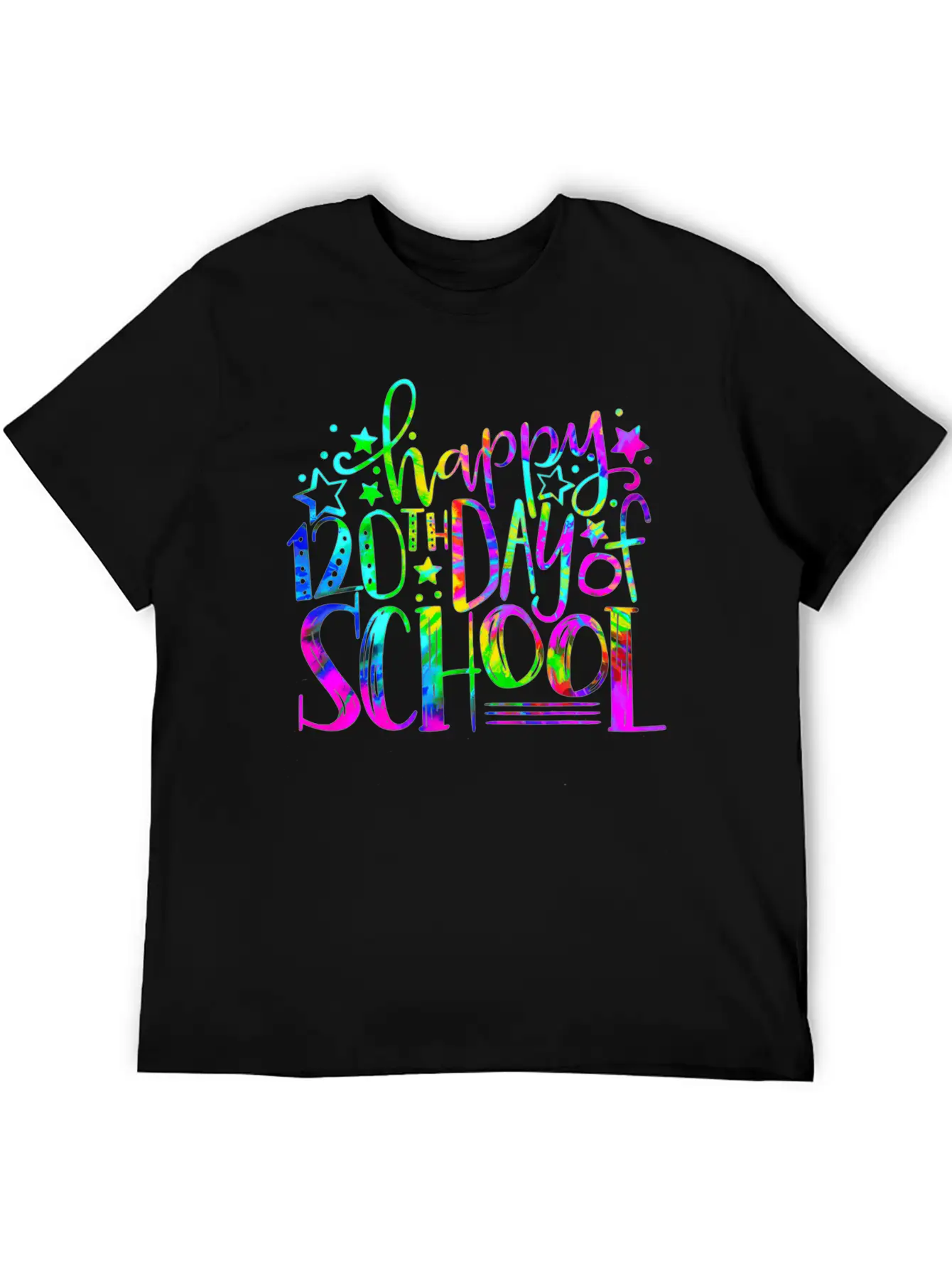 Tie Dye Happy 120th Day Of School Teacher Student Timeless Short Sleeve Tee – Comfy And Minimalist Design