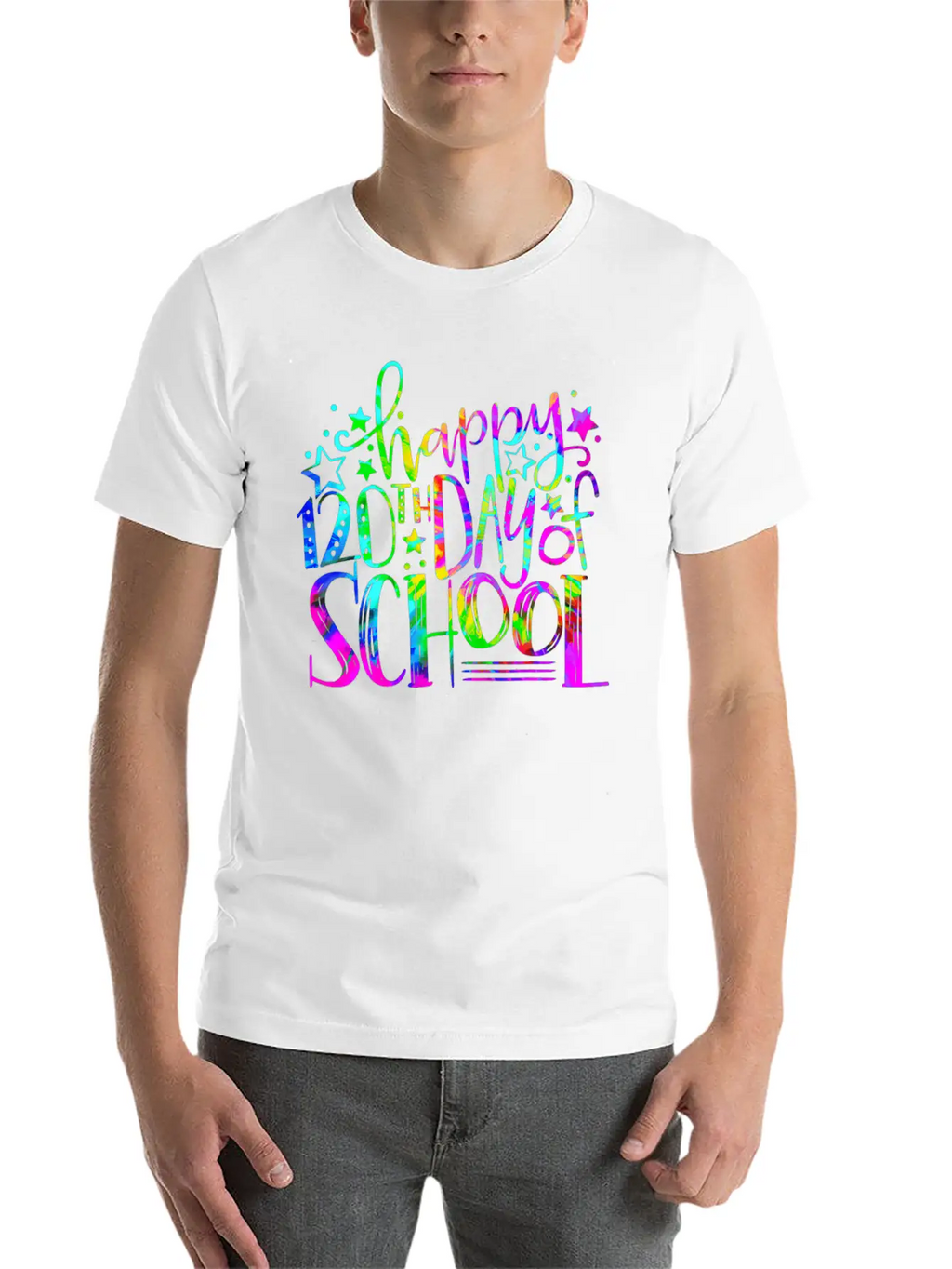 Tie Dye Happy 120th Day Of School Teacher Student Timeless Short Sleeve Tee – Comfy And Minimalist Design
