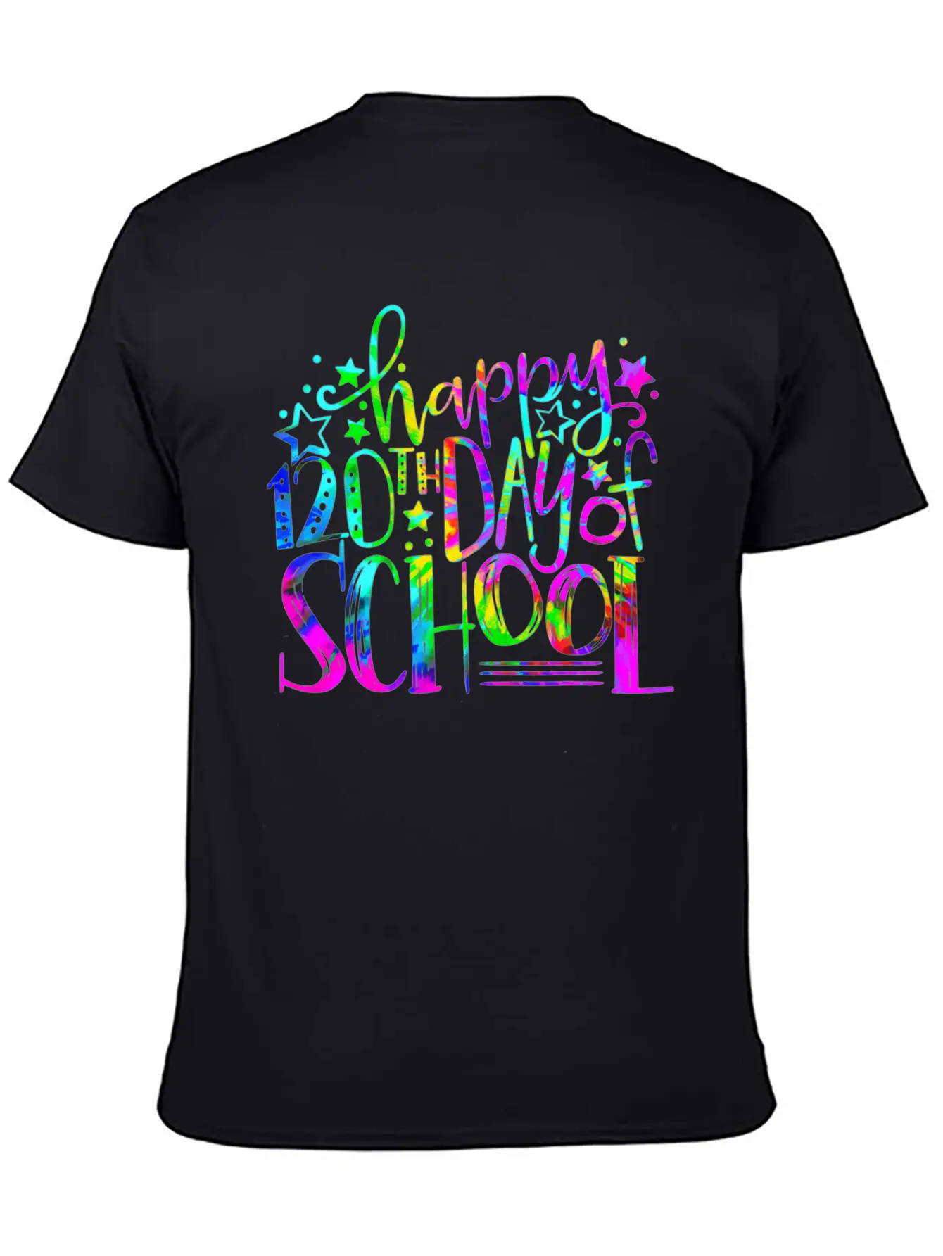 Tie Dye Happy 120th Day Of School Teacher Student Timeless Short Sleeve Tee – Comfy And Minimalist Design