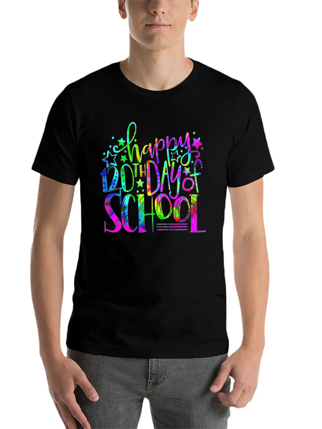 Tie Dye Happy 120th Day Of School Teacher Student Timeless Short Sleeve Tee – Comfy And Minimalist Design