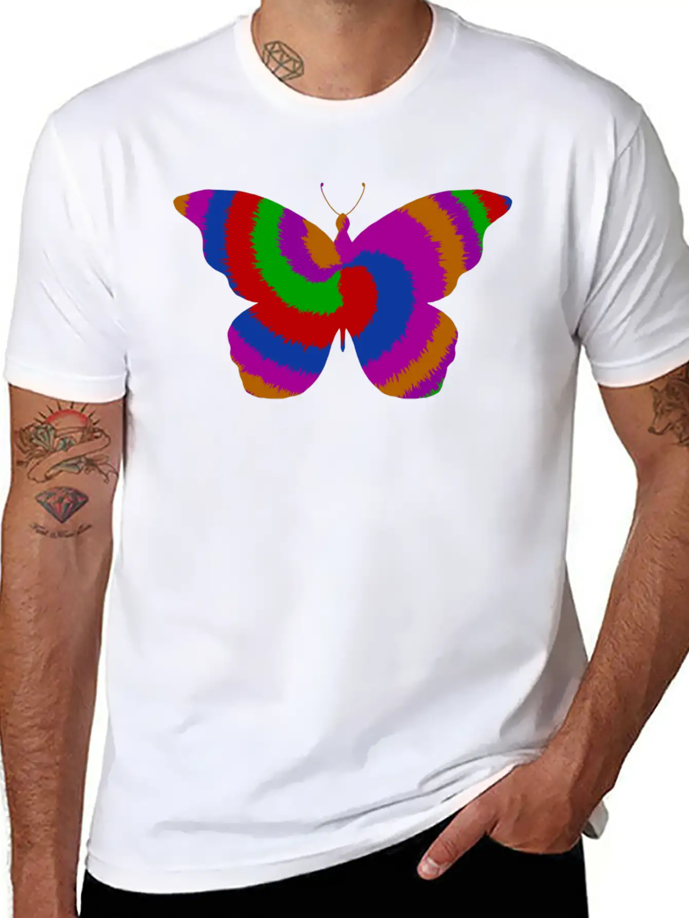 Tie DyeButterfly Design Timeless Short Sleeve Tee – Comfy And Minimalist Design