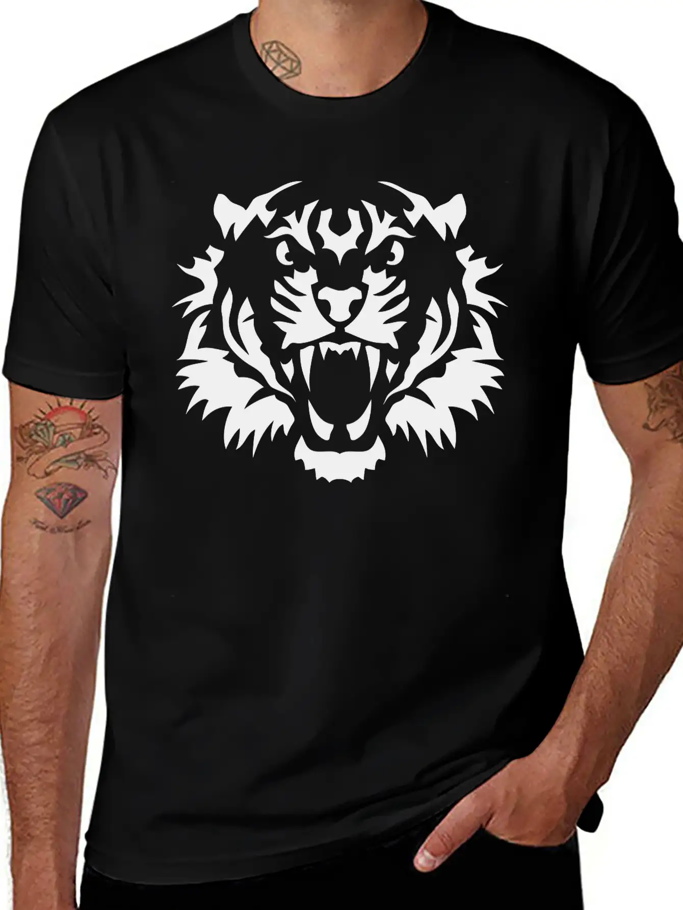 Tiger Head 10090 Wild Animals Basic Graphic T-Shirt – Daily Comfort In Soft Cotton
