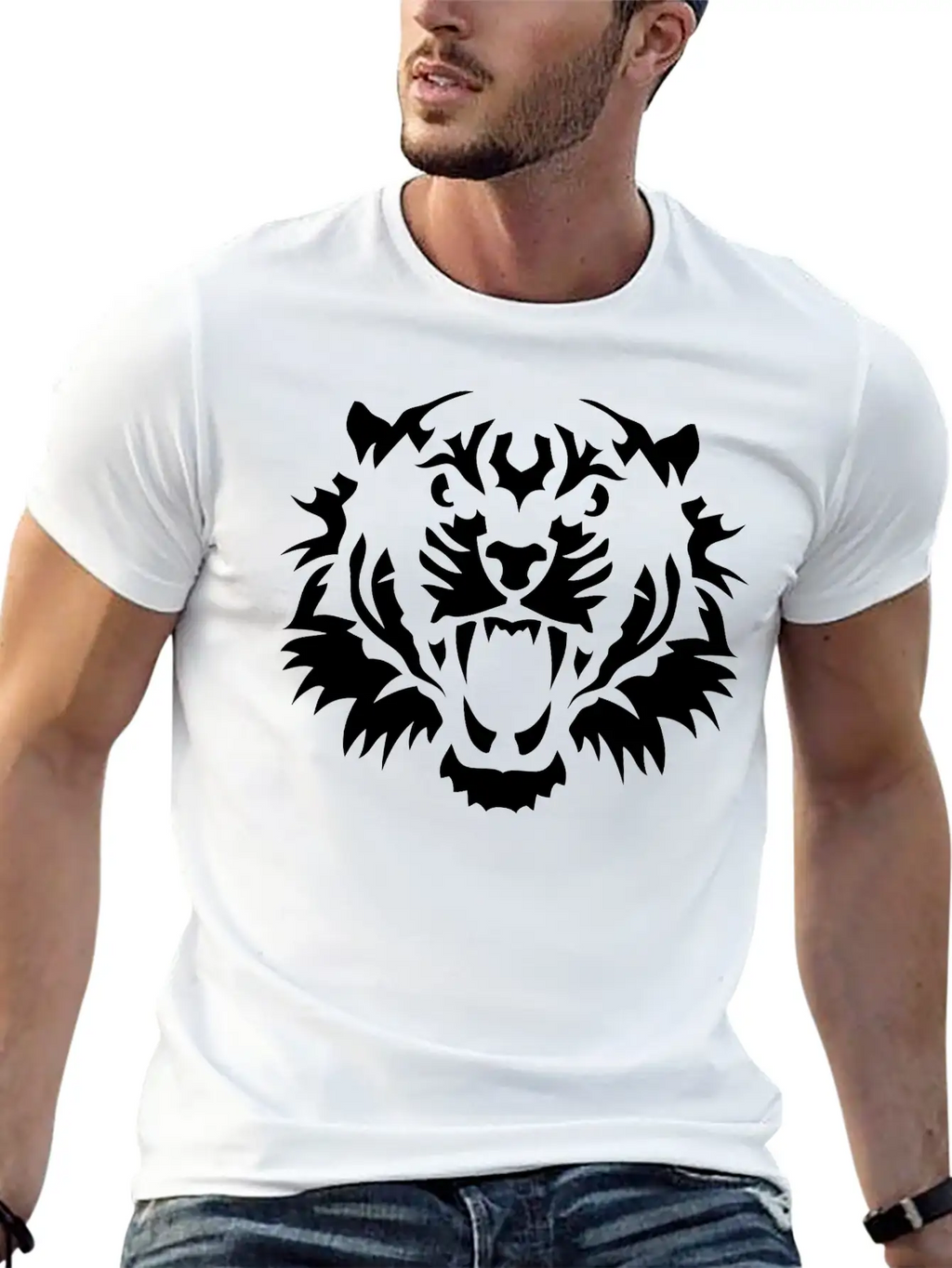 Tiger Head 10090 Wild Animals Basic Graphic T-Shirt – Daily Comfort In Soft Cotton
