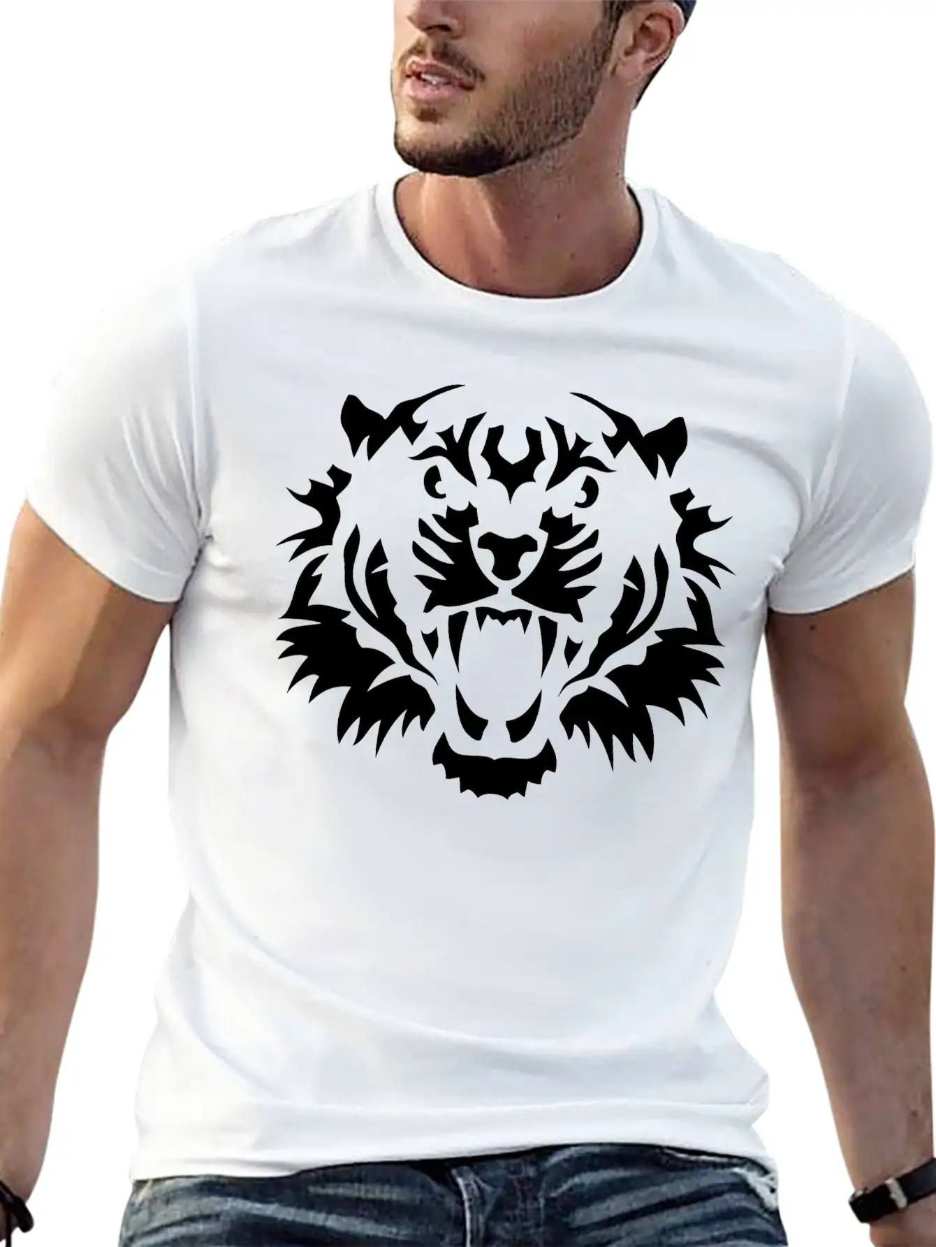 Tiger Head 10090 Wild Animals Basic Graphic T-Shirt – Daily Comfort In Soft Cotton