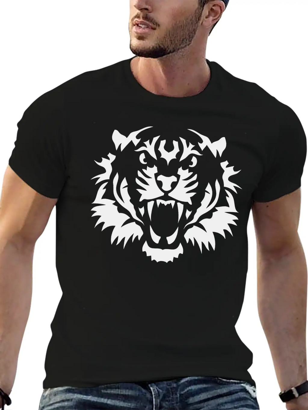 Tiger Head 10090 Wild Animals Basic Graphic T-Shirt – Daily Comfort In Soft Cotton