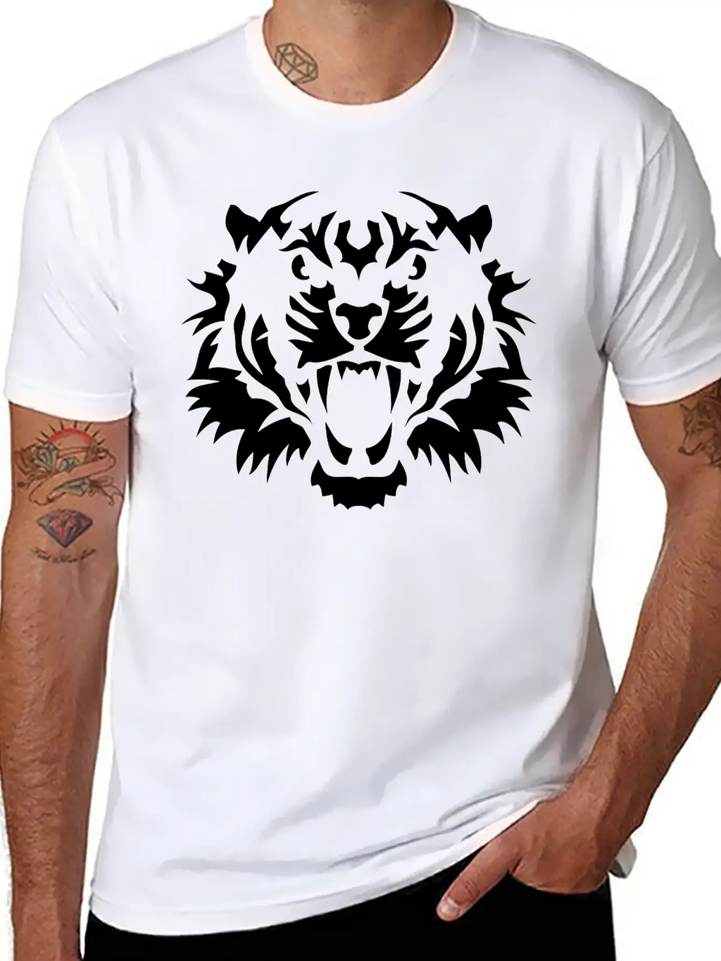 Tiger Head 10090 Wild Animals Basic Graphic T-Shirt – Daily Comfort In Soft Cotton