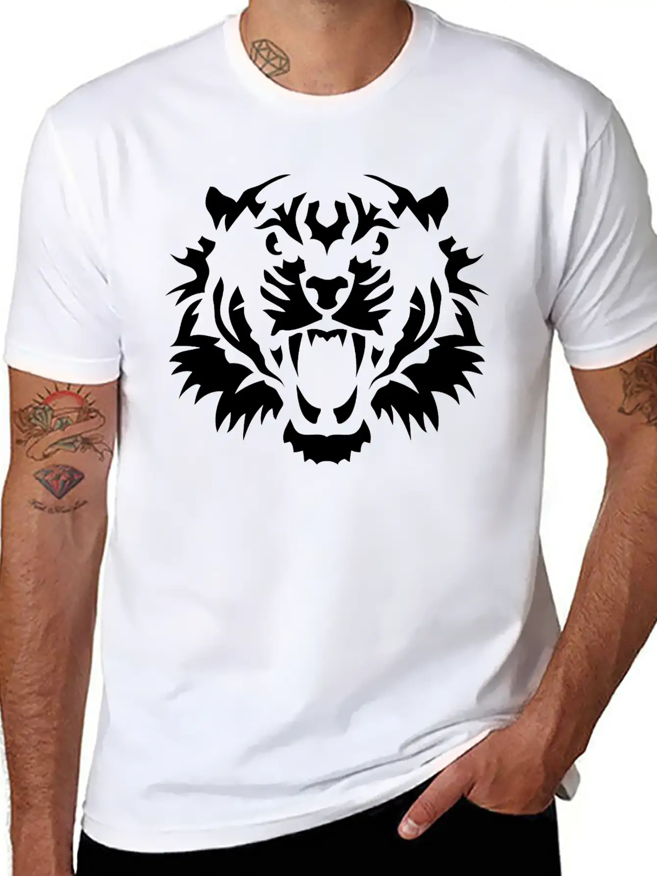 Tiger Head 10090 Wild Animals Basic Graphic T-Shirt – Daily Comfort In Soft Cotton