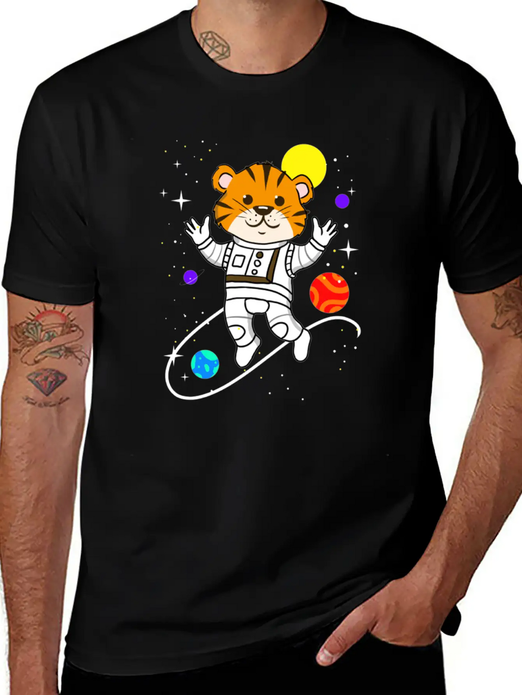 Tiger In Space For Space Lover Relaxed Everyday Tee – Lightweight And Durable Cotton