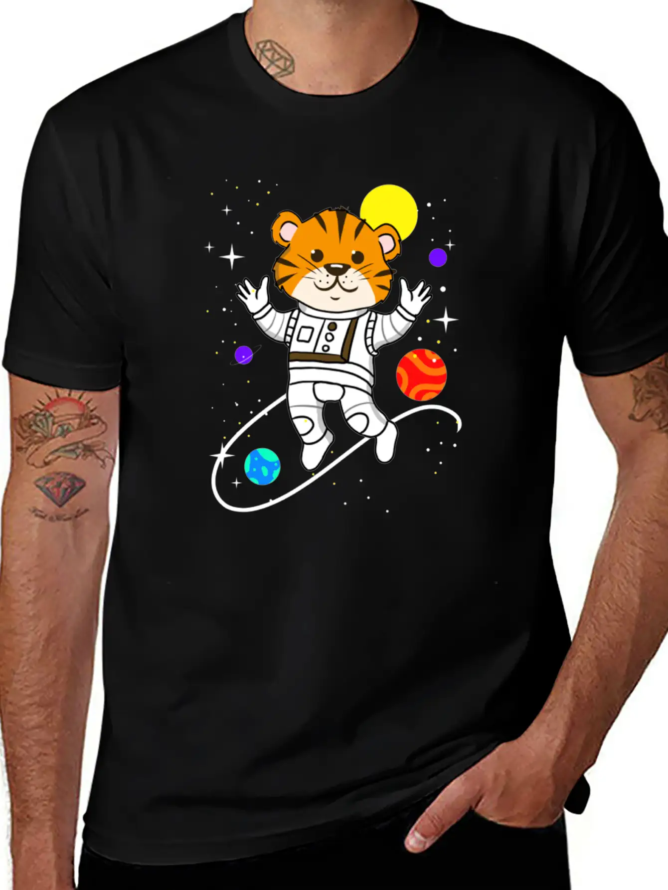 Tiger In Space For Space Lover Relaxed Everyday Tee – Lightweight And Durable Cotton