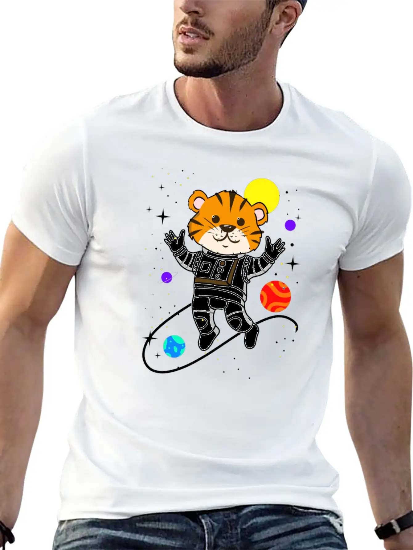 Tiger In Space For Space Lover Relaxed Everyday Tee – Lightweight And Durable Cotton