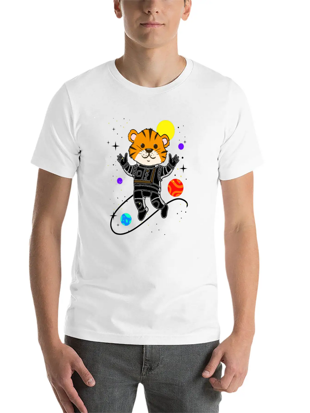 Tiger In Space For Space Lover Relaxed Everyday Tee – Lightweight And Durable Cotton