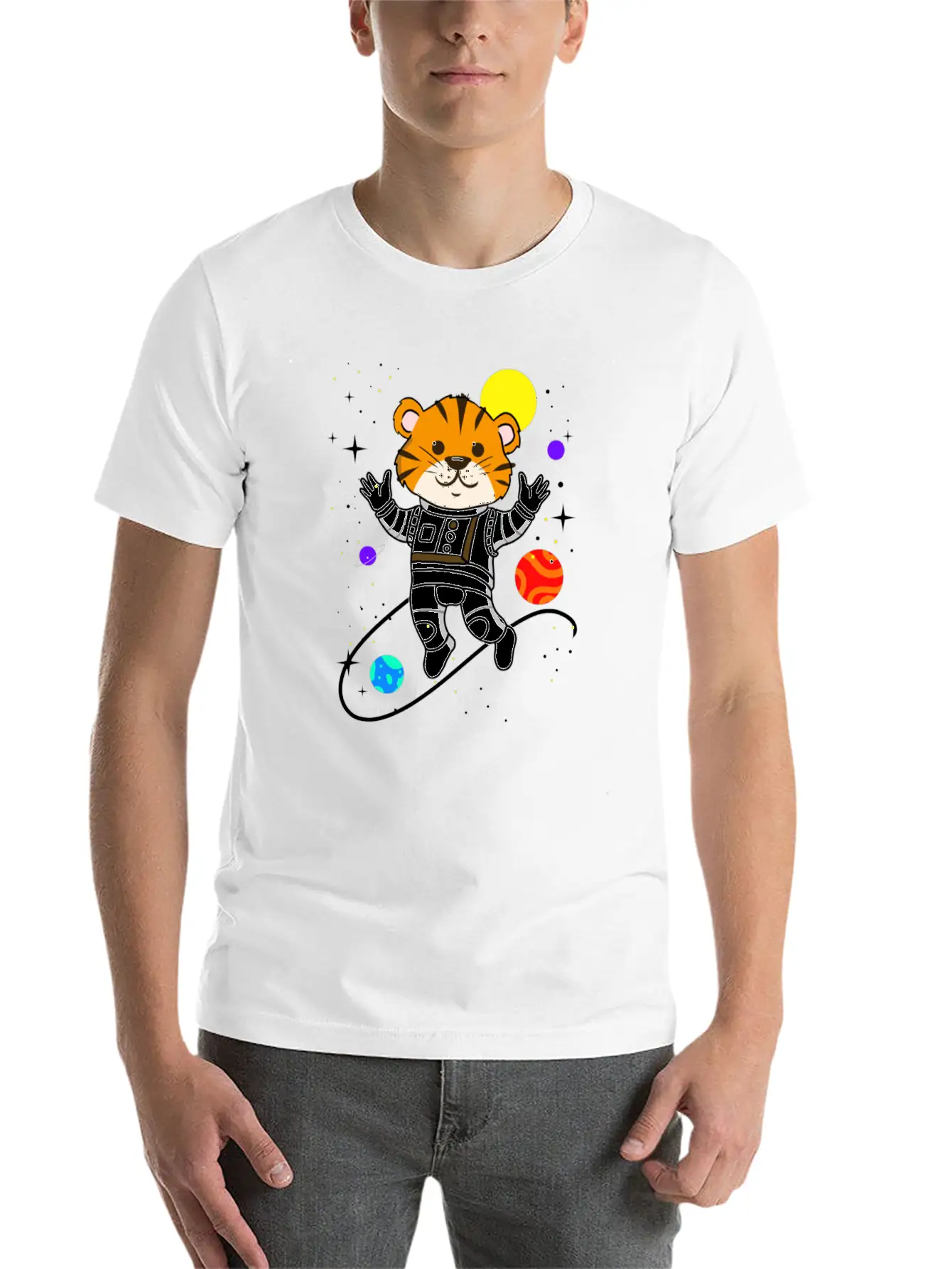 Tiger In Space For Space Lover Relaxed Everyday Tee – Lightweight And Durable Cotton