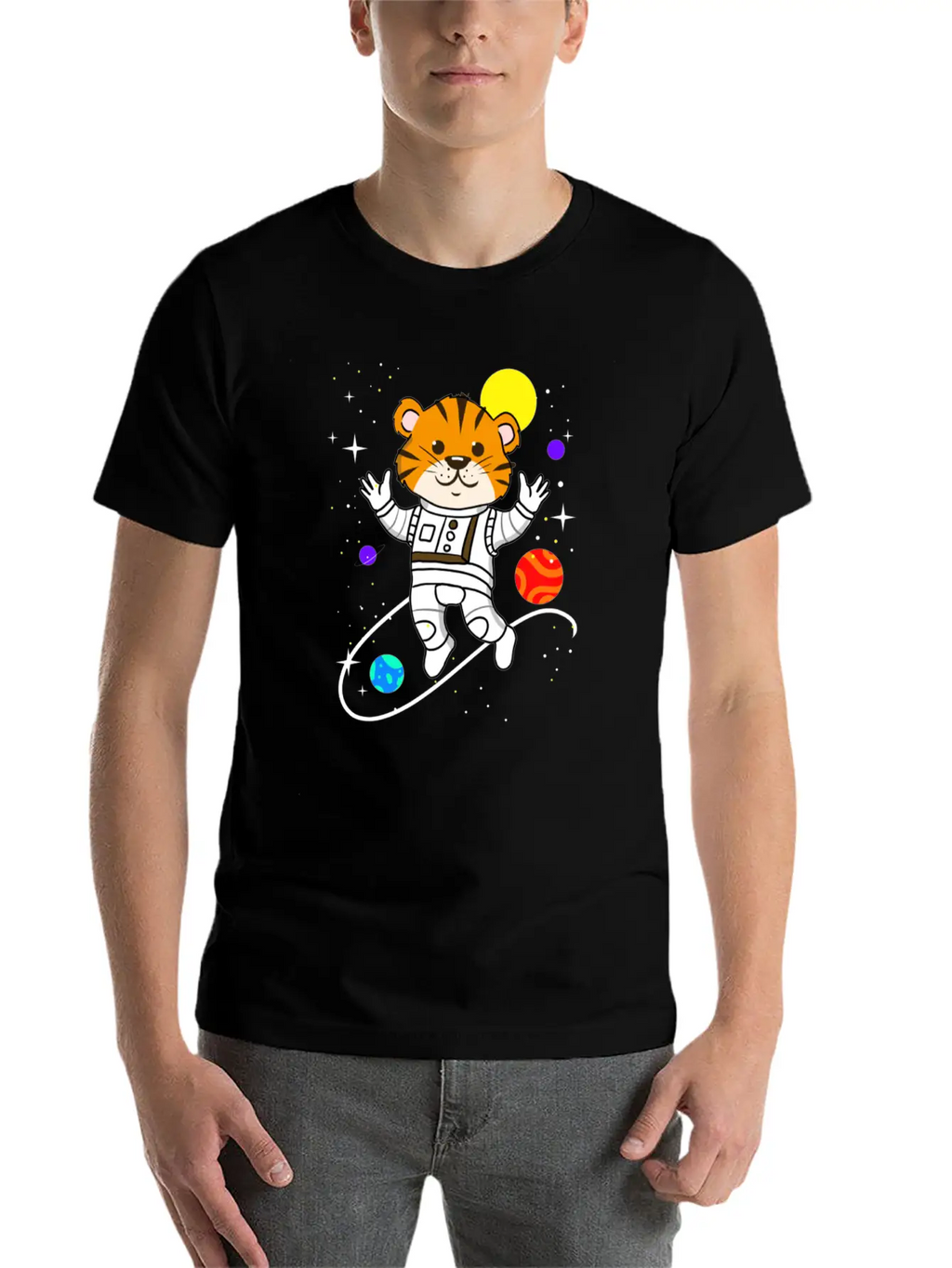 Tiger In Space For Space Lover Relaxed Everyday Tee – Lightweight And Durable Cotton