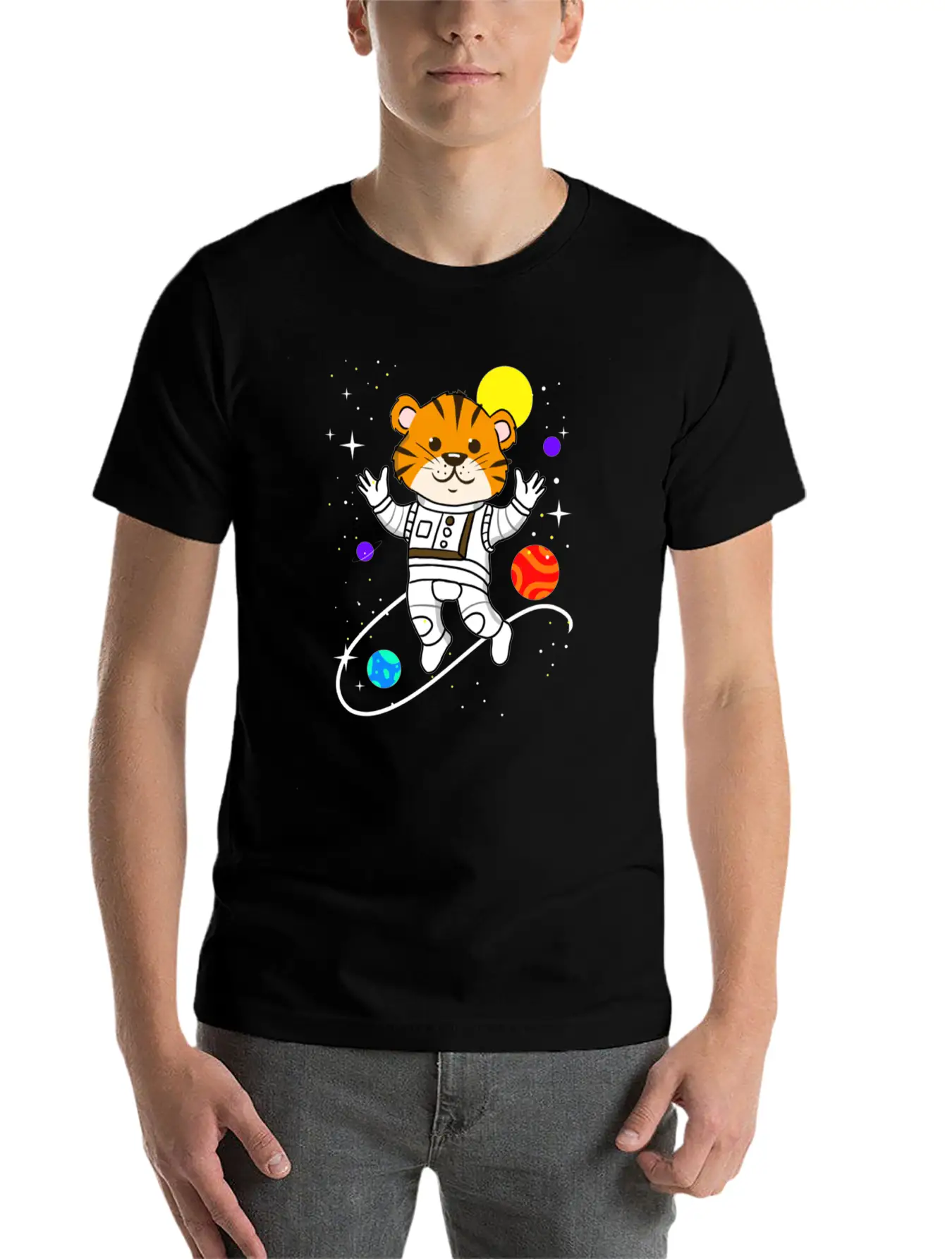 Tiger In Space For Space Lover Relaxed Everyday Tee – Lightweight And Durable Cotton