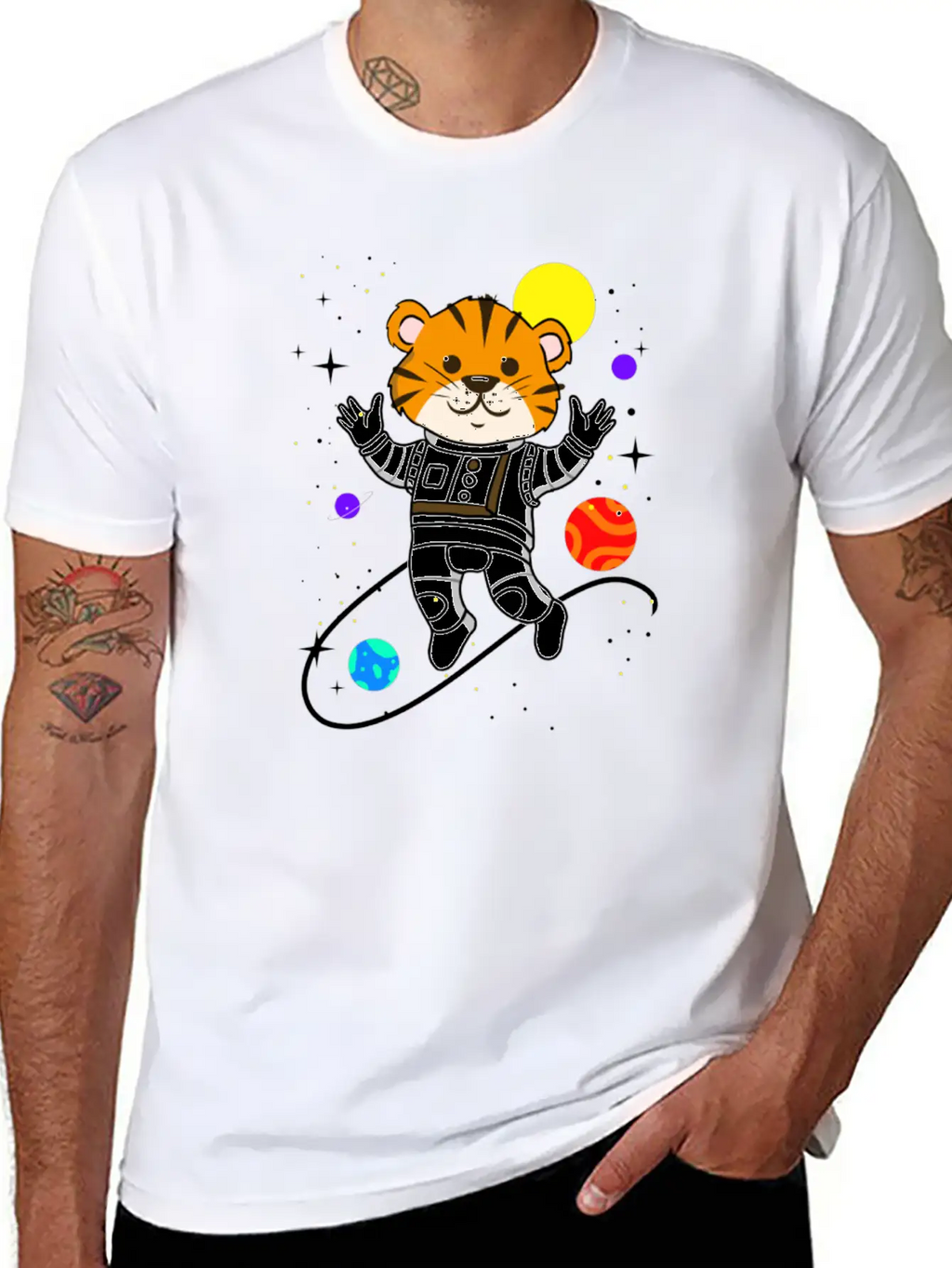 Tiger In Space For Space Lover Relaxed Everyday Tee – Lightweight And Durable Cotton