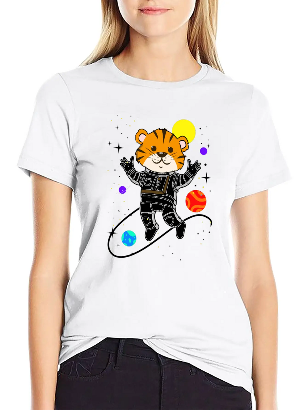 Tiger In Space For Space Lover Relaxed Everyday Tee – Lightweight And Durable Cotton