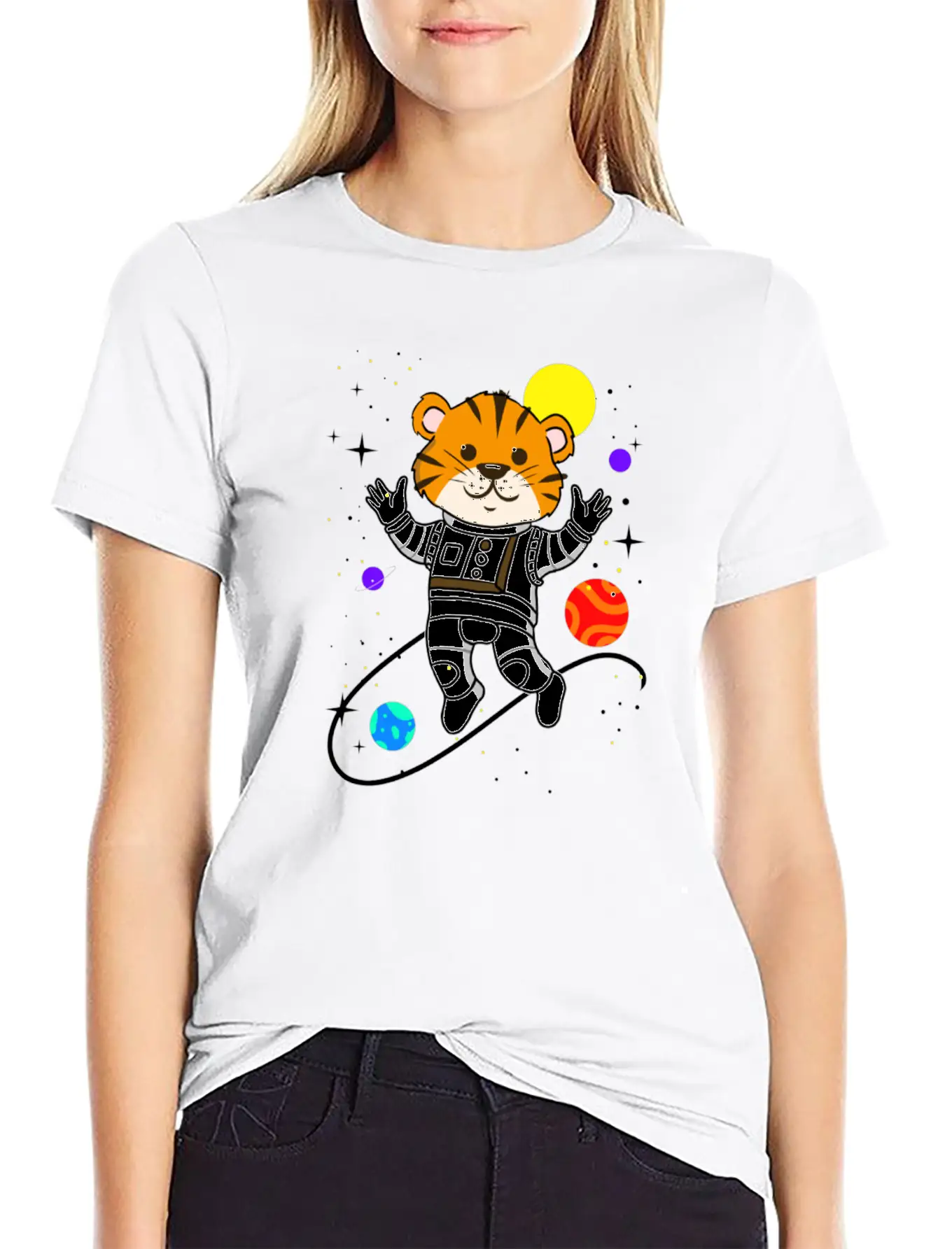 Tiger In Space For Space Lover Relaxed Everyday Tee – Lightweight And Durable Cotton