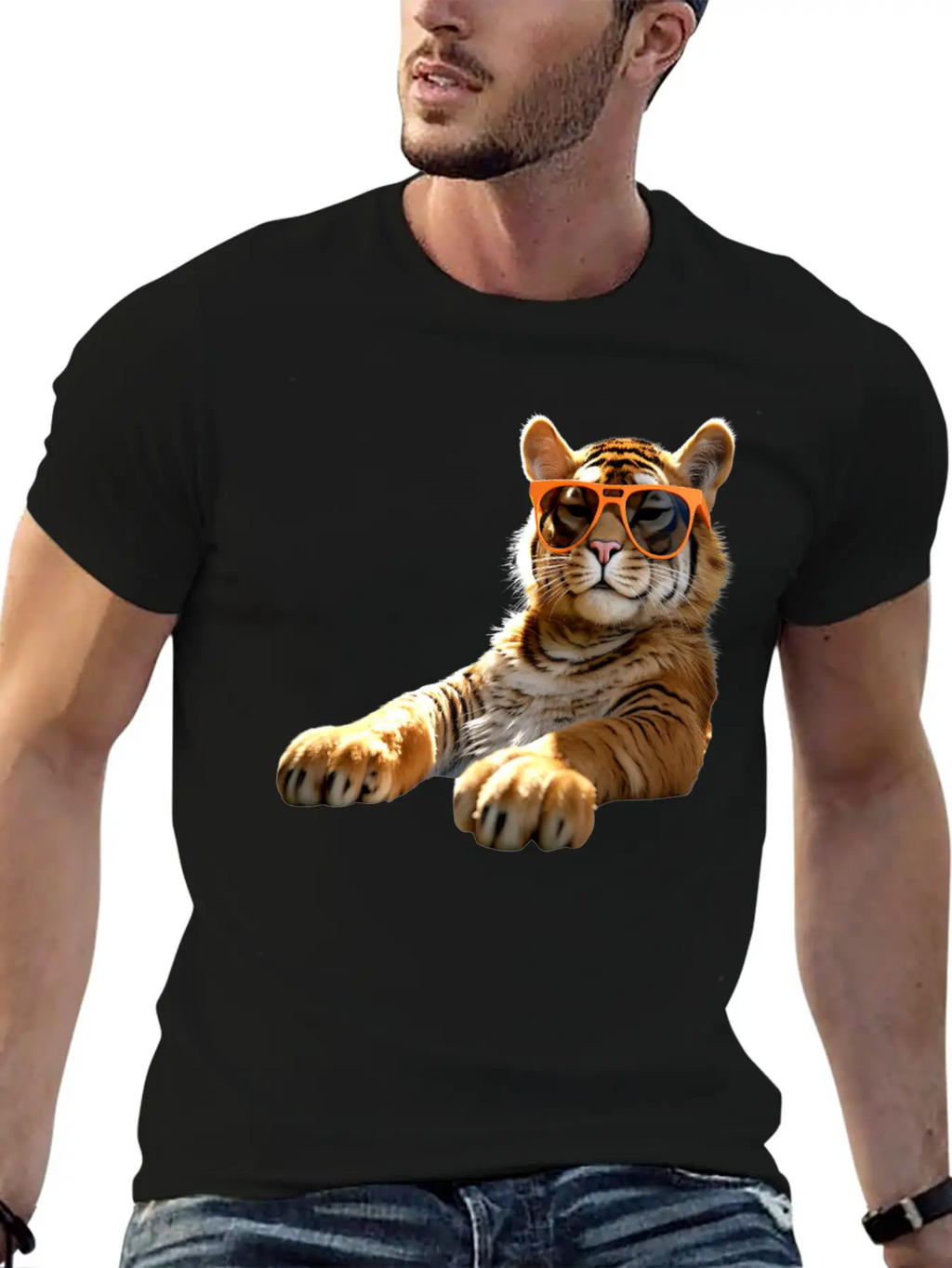 Tiger With Sunglasses I Love Tigers Wild Big Cats Stylish Everyday T-Shirt – Unisex Basic Cotton Tee