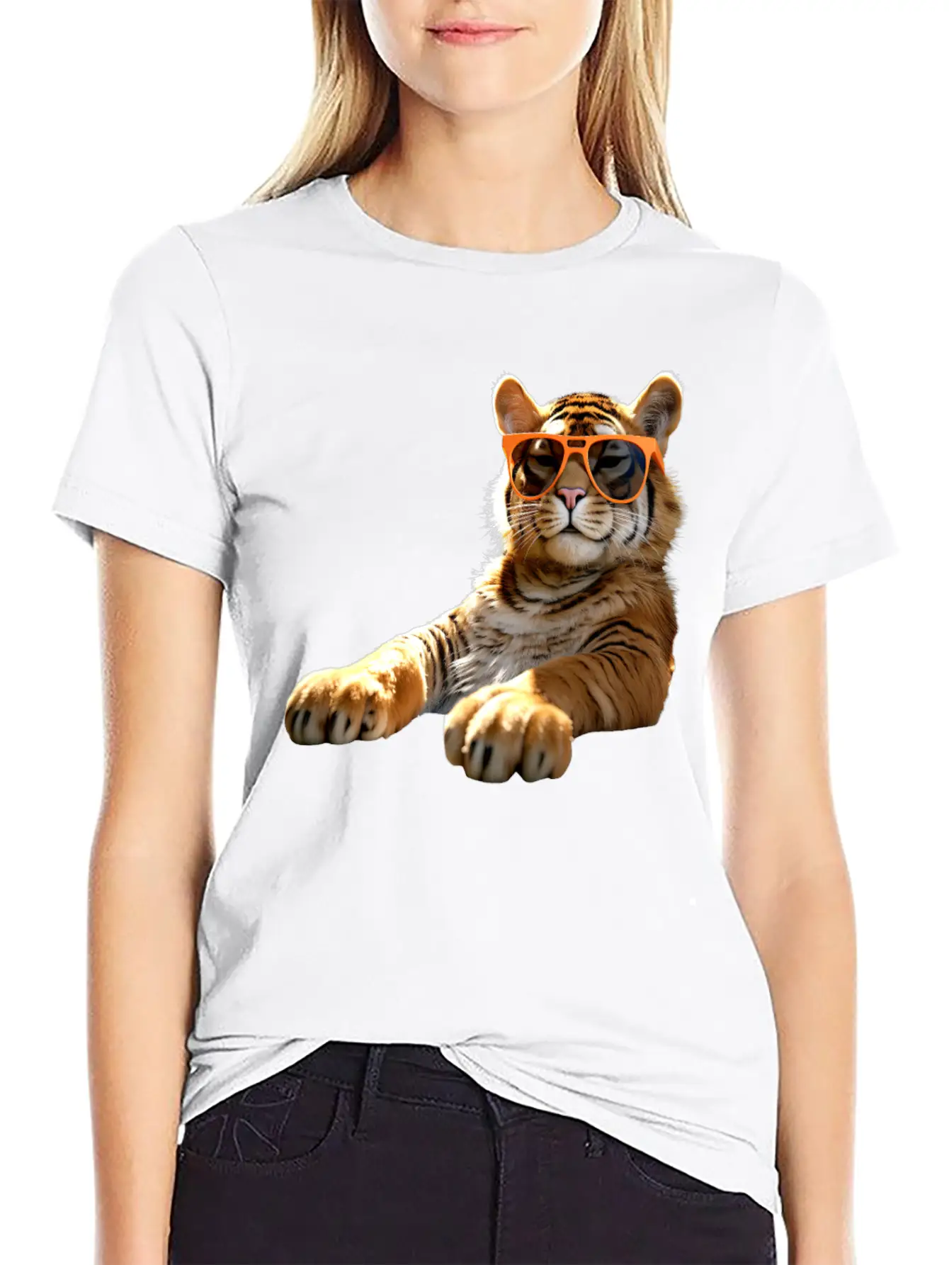 Tiger With Sunglasses I Love Tigers Wild Big Cats Stylish Everyday T-Shirt – Unisex Basic Cotton Tee