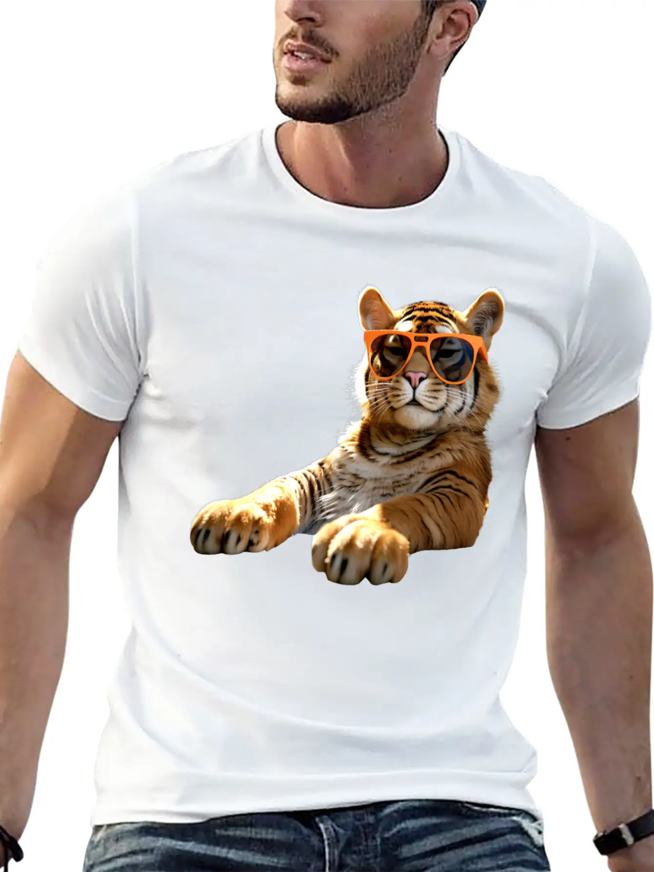 Tiger With Sunglasses I Love Tigers Wild Big Cats Stylish Everyday T-Shirt – Unisex Basic Cotton Tee