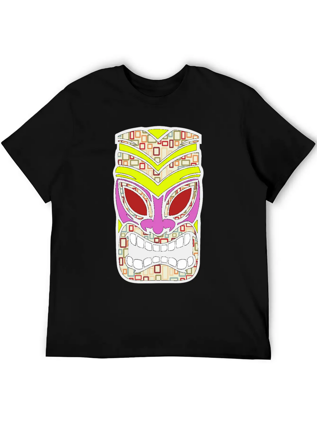 Tiki Mask Hawaii Colored Stylish Everyday T-Shirt – Unisex Basic Cotton Tee