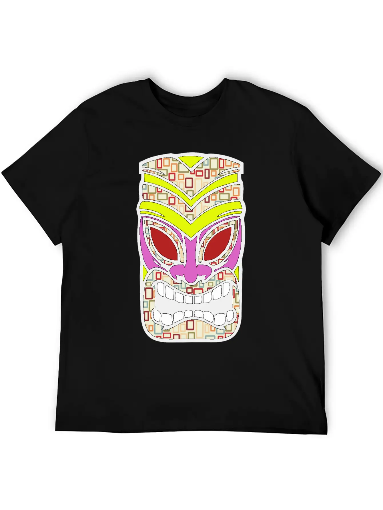 Tiki Mask Hawaii Colored Stylish Everyday T-Shirt – Unisex Basic Cotton Tee