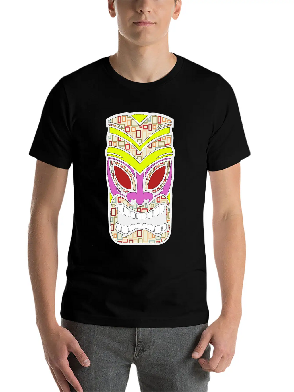 Tiki Mask Hawaii Colored Stylish Everyday T-Shirt – Unisex Basic Cotton Tee
