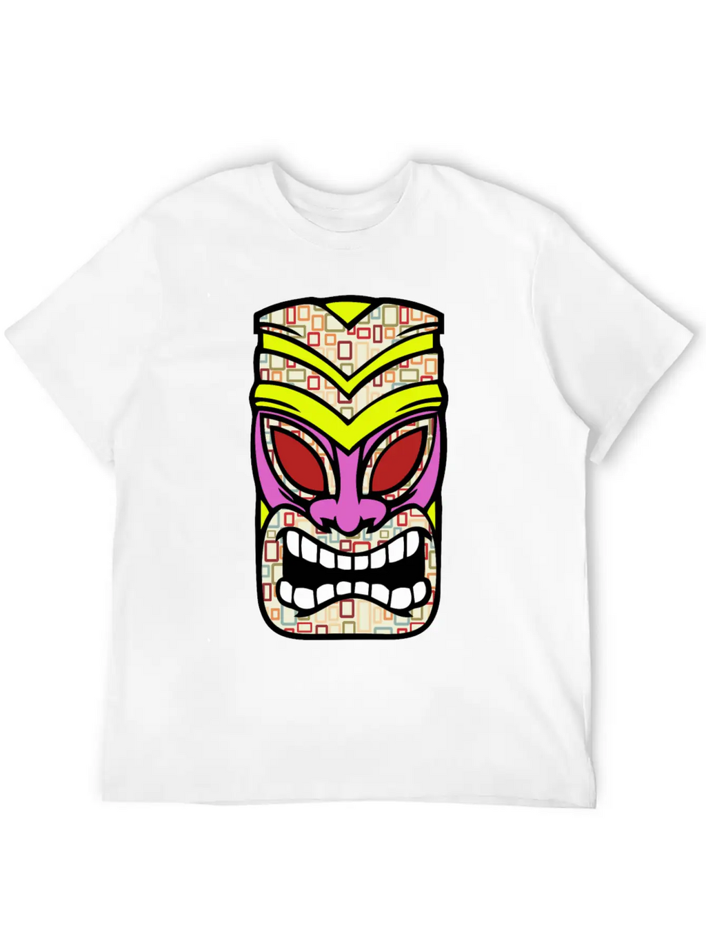 Tiki Mask Hawaii Colored Stylish Everyday T-Shirt – Unisex Basic Cotton Tee