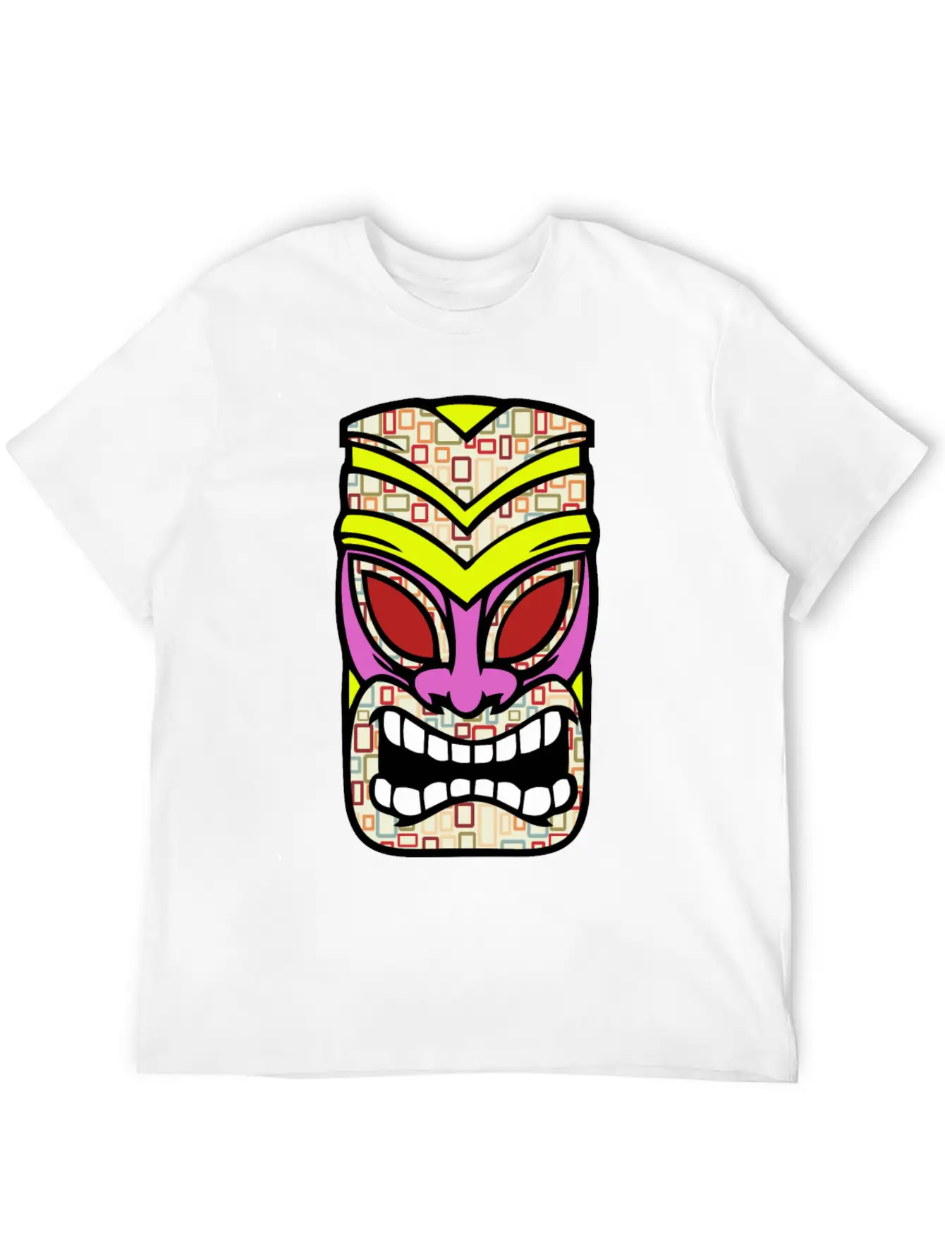 Tiki Mask Hawaii Colored Stylish Everyday T-Shirt – Unisex Basic Cotton Tee