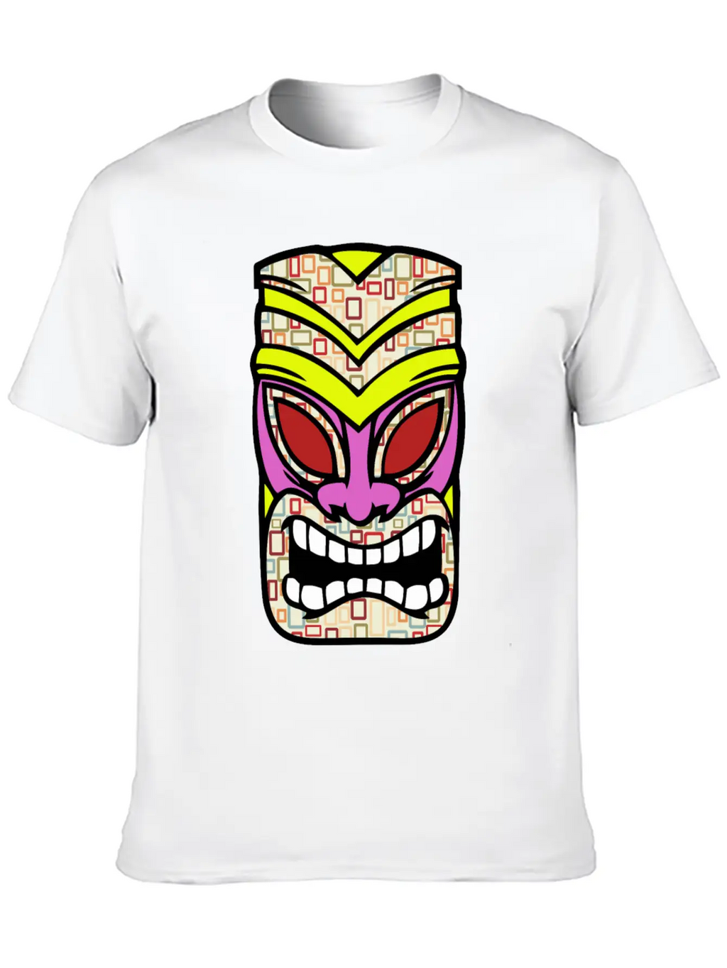 Tiki Mask Hawaii Colored Stylish Everyday T-Shirt – Unisex Basic Cotton Tee