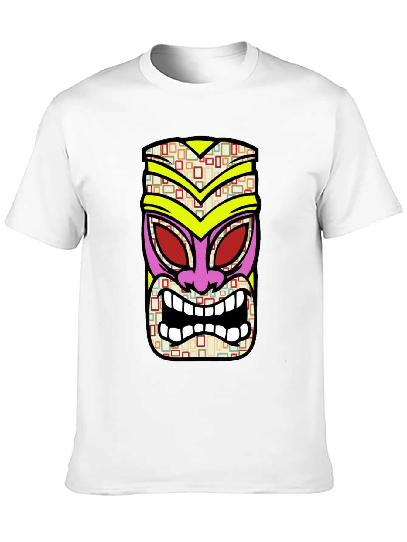 Tiki Mask Hawaii Colored Stylish Everyday T-Shirt – Unisex Basic Cotton Tee